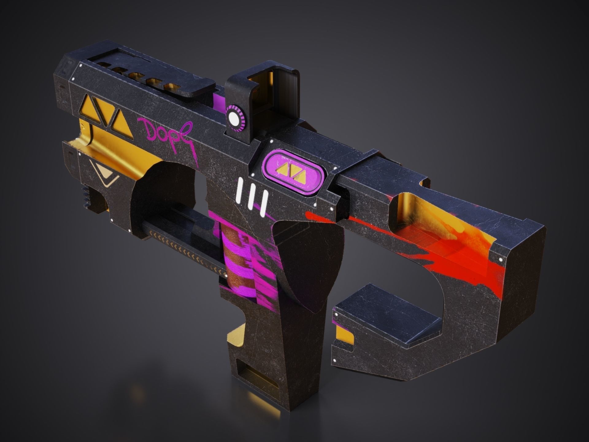Cyberpunk SMG   Low-poly 3D model_1
