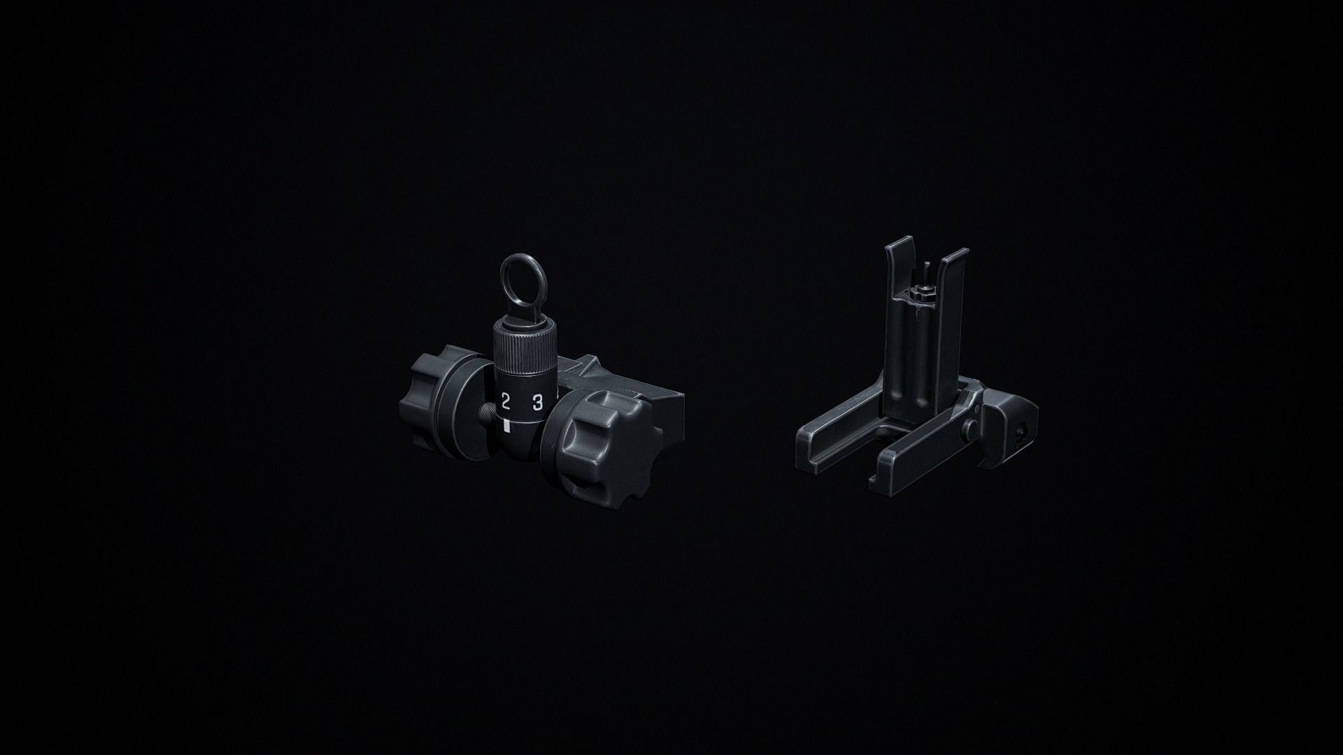 Backup Iron Sight PBR Low-poly 3D model_2