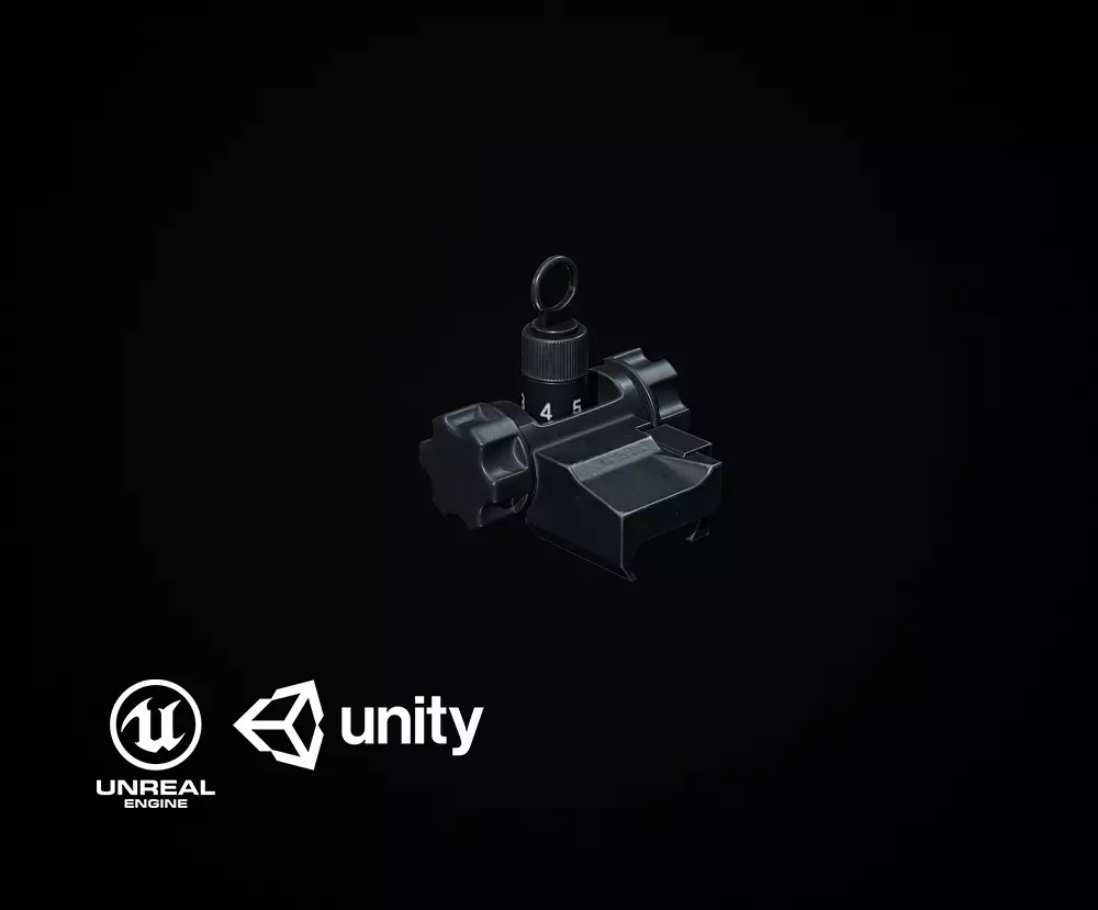 Backup Iron Sight PBR Low-poly 3D model_0