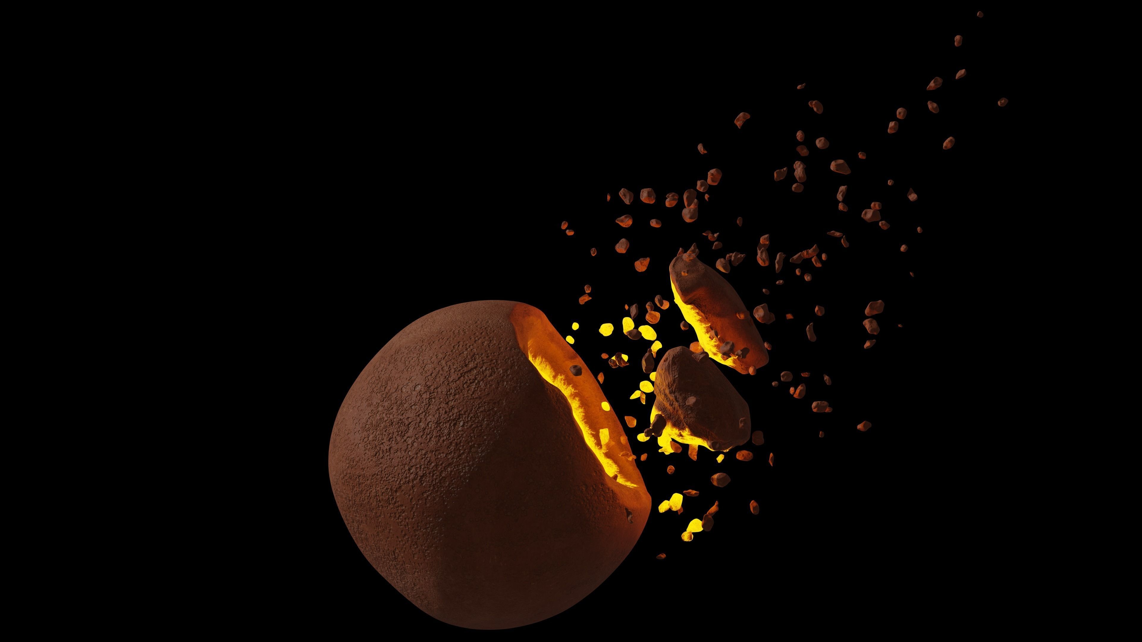 Destroyed planet Low-poly 3D model_1