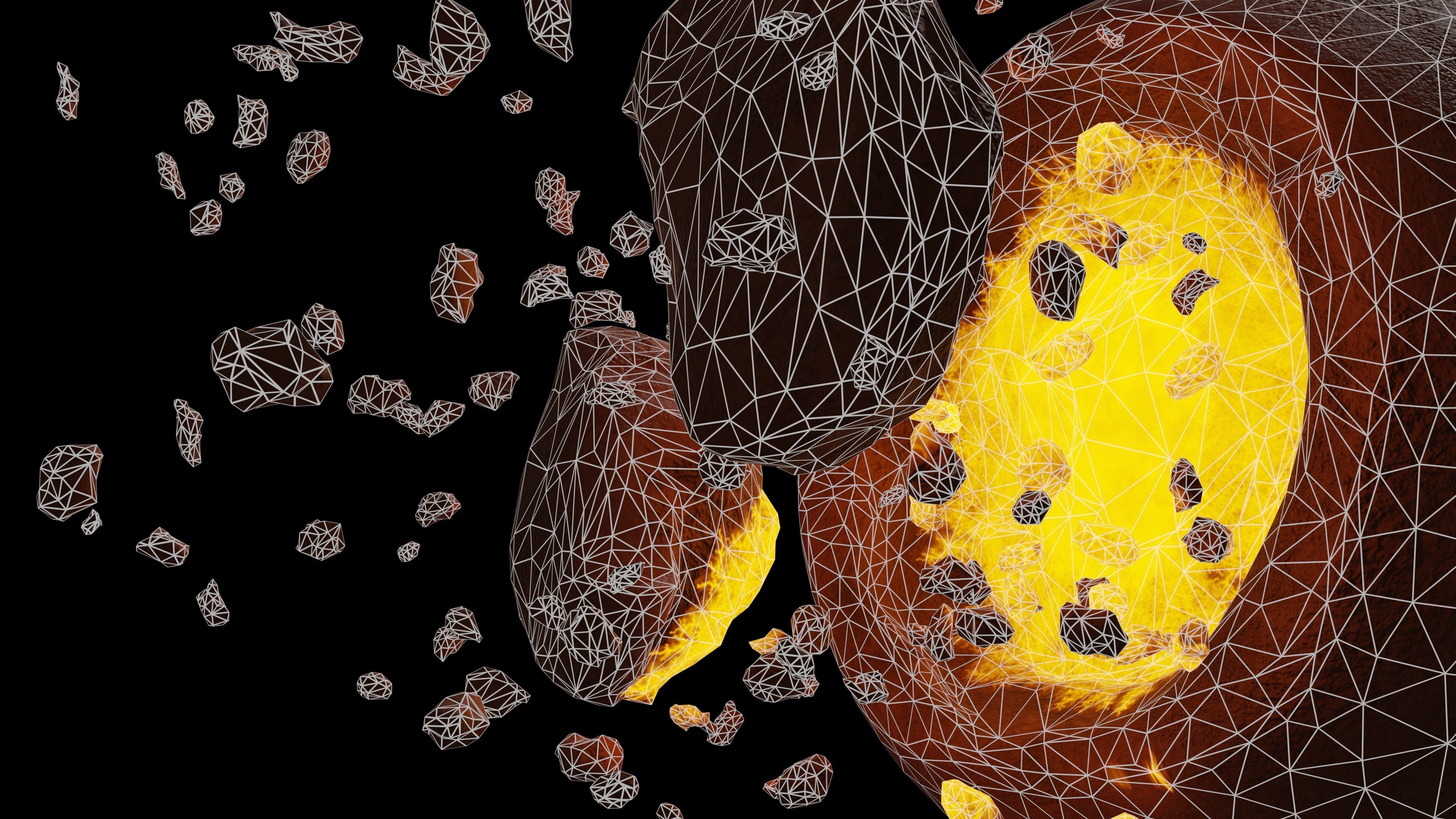 Destroyed planet Low-poly 3D model_10