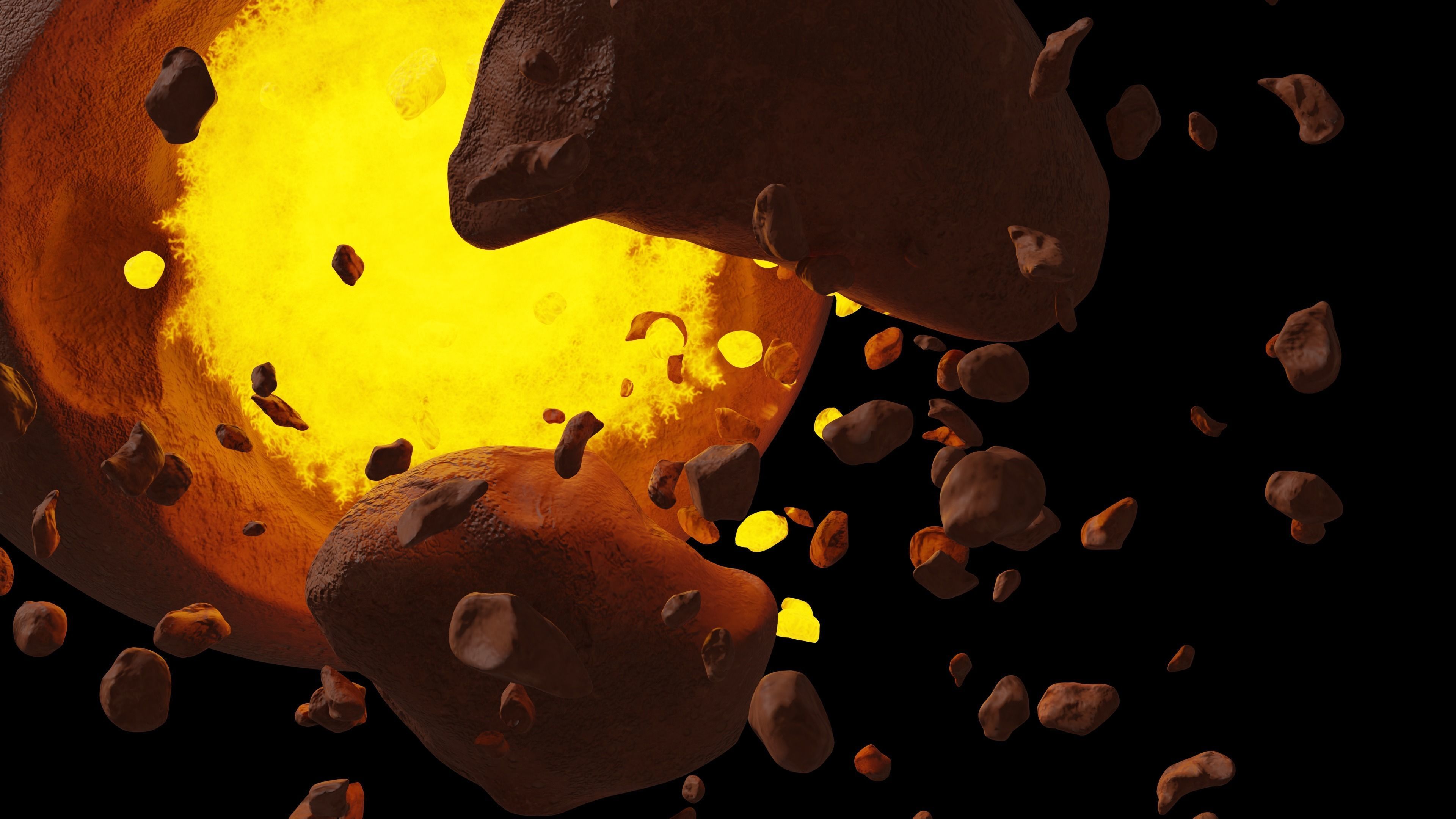 Destroyed planet Low-poly 3D model_8