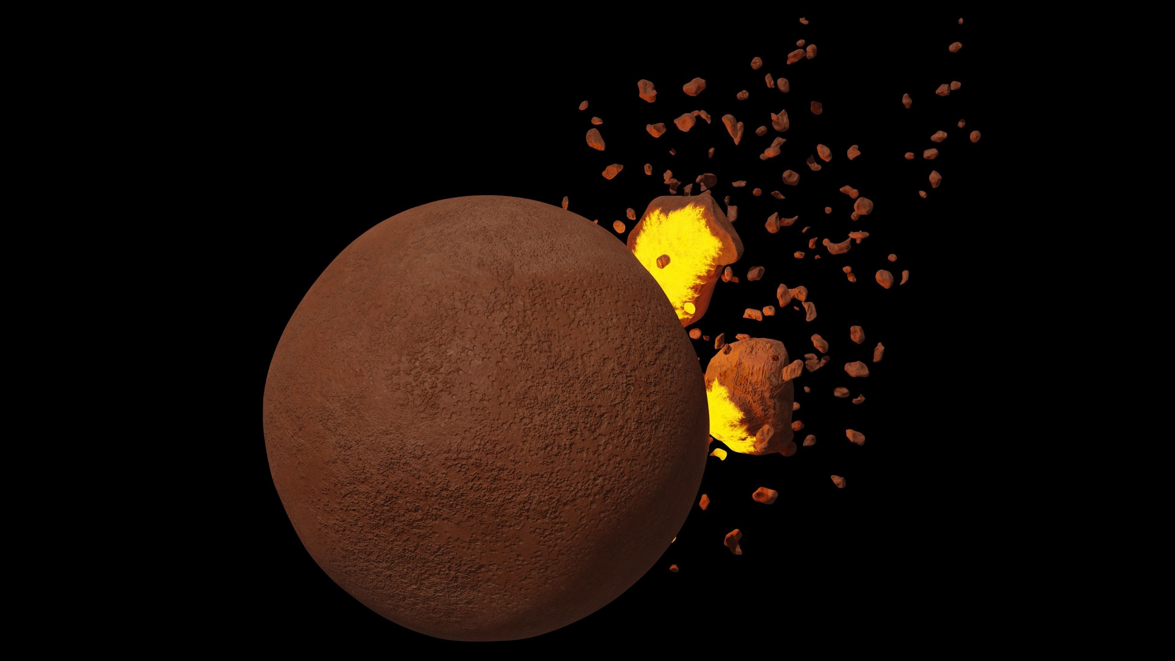 Destroyed planet Low-poly 3D model_2