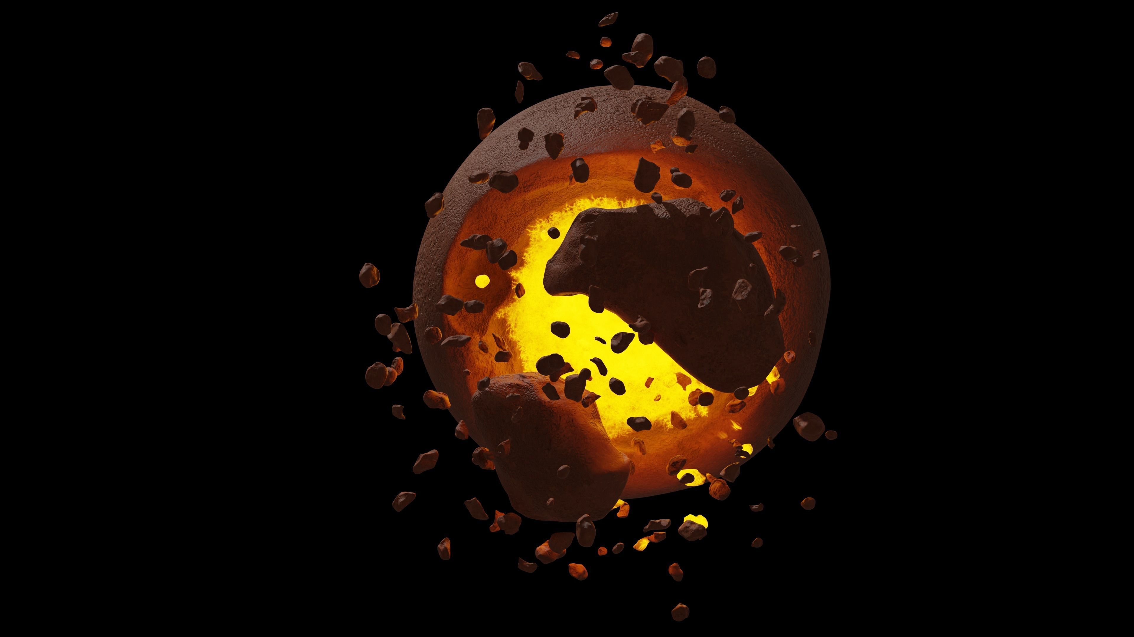 Destroyed planet Low-poly 3D model_6