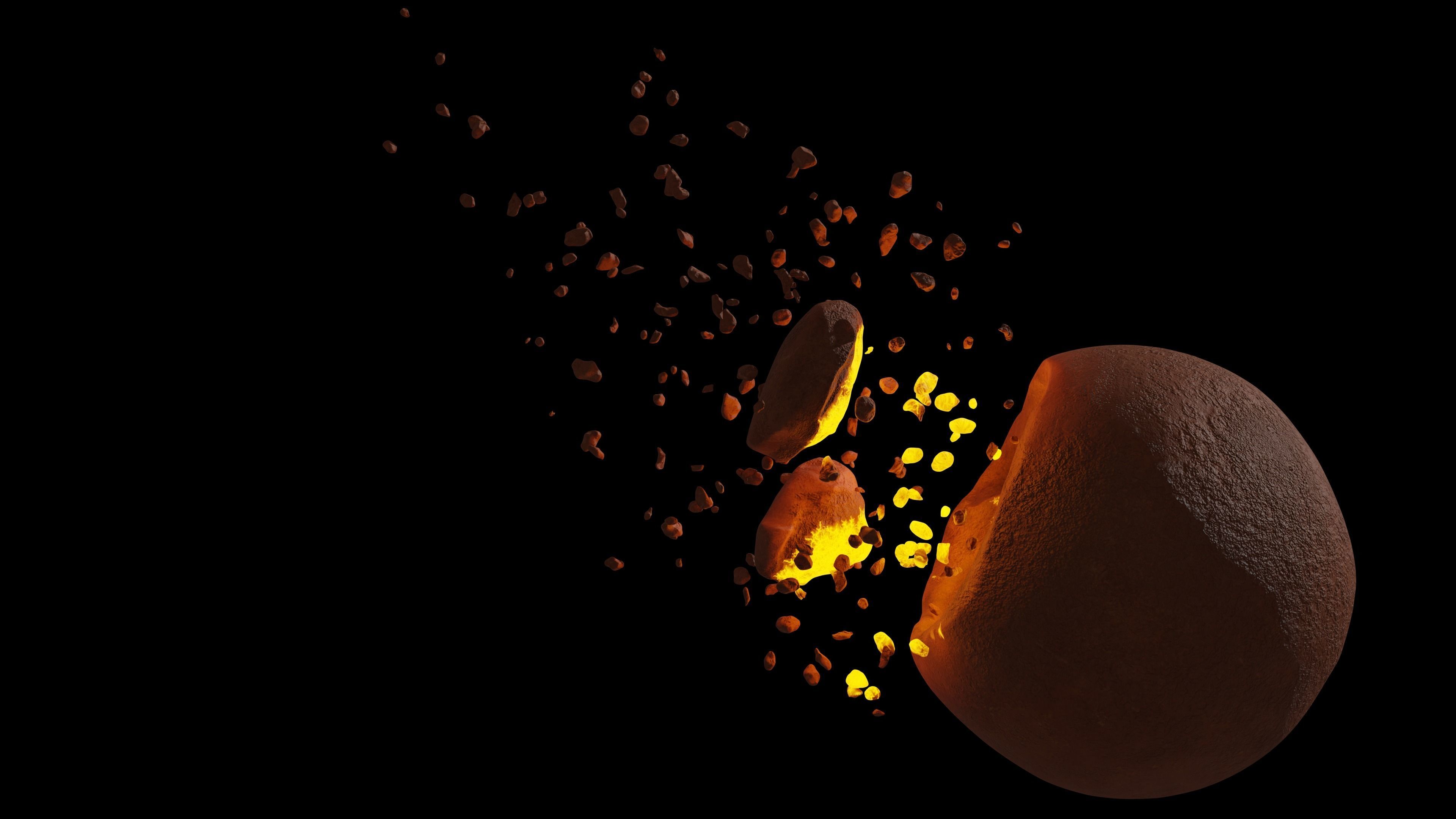 Destroyed planet Low-poly 3D model_4