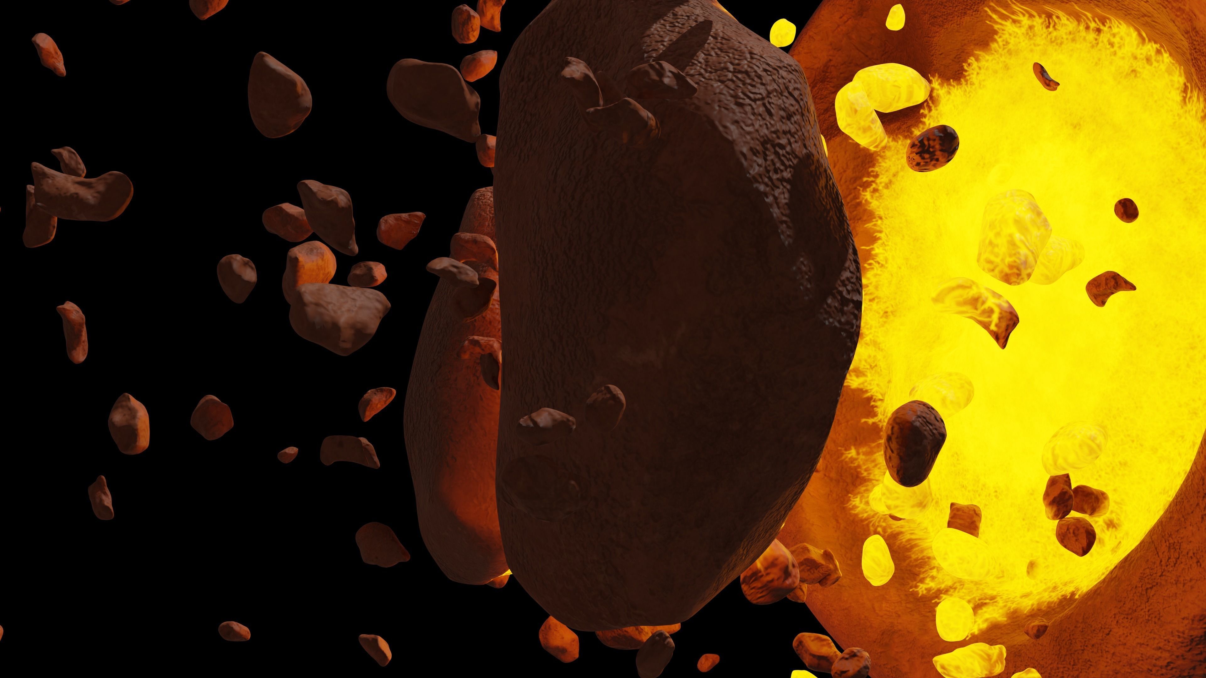 Destroyed planet Low-poly 3D model_7