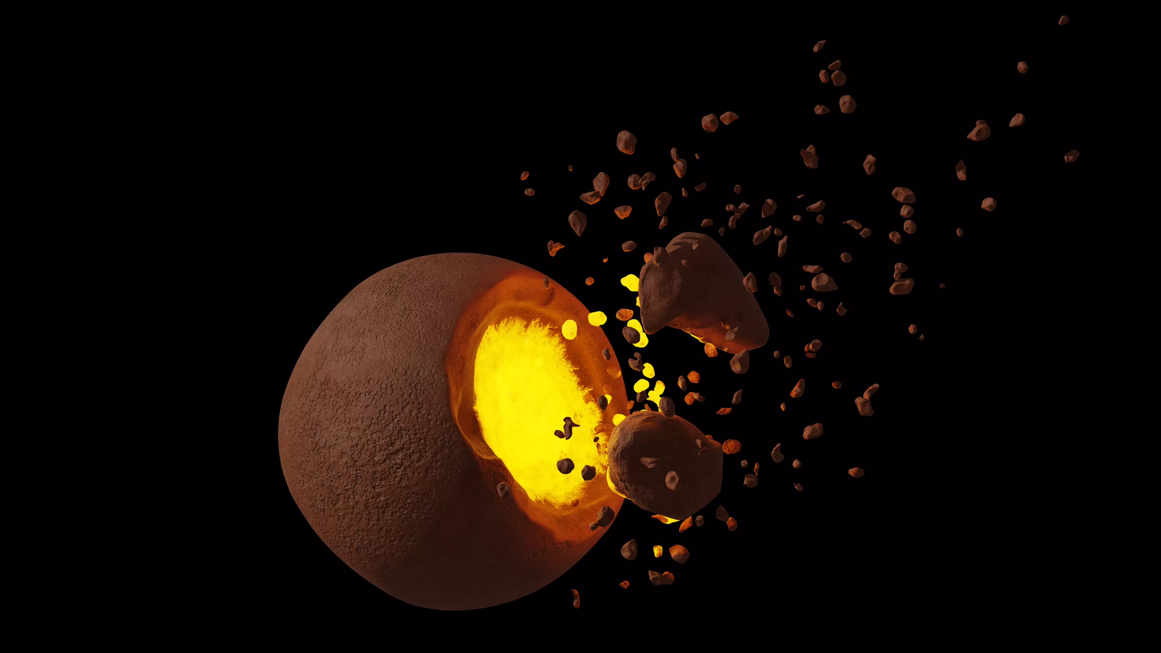 Destroyed planet Low-poly 3D model_0