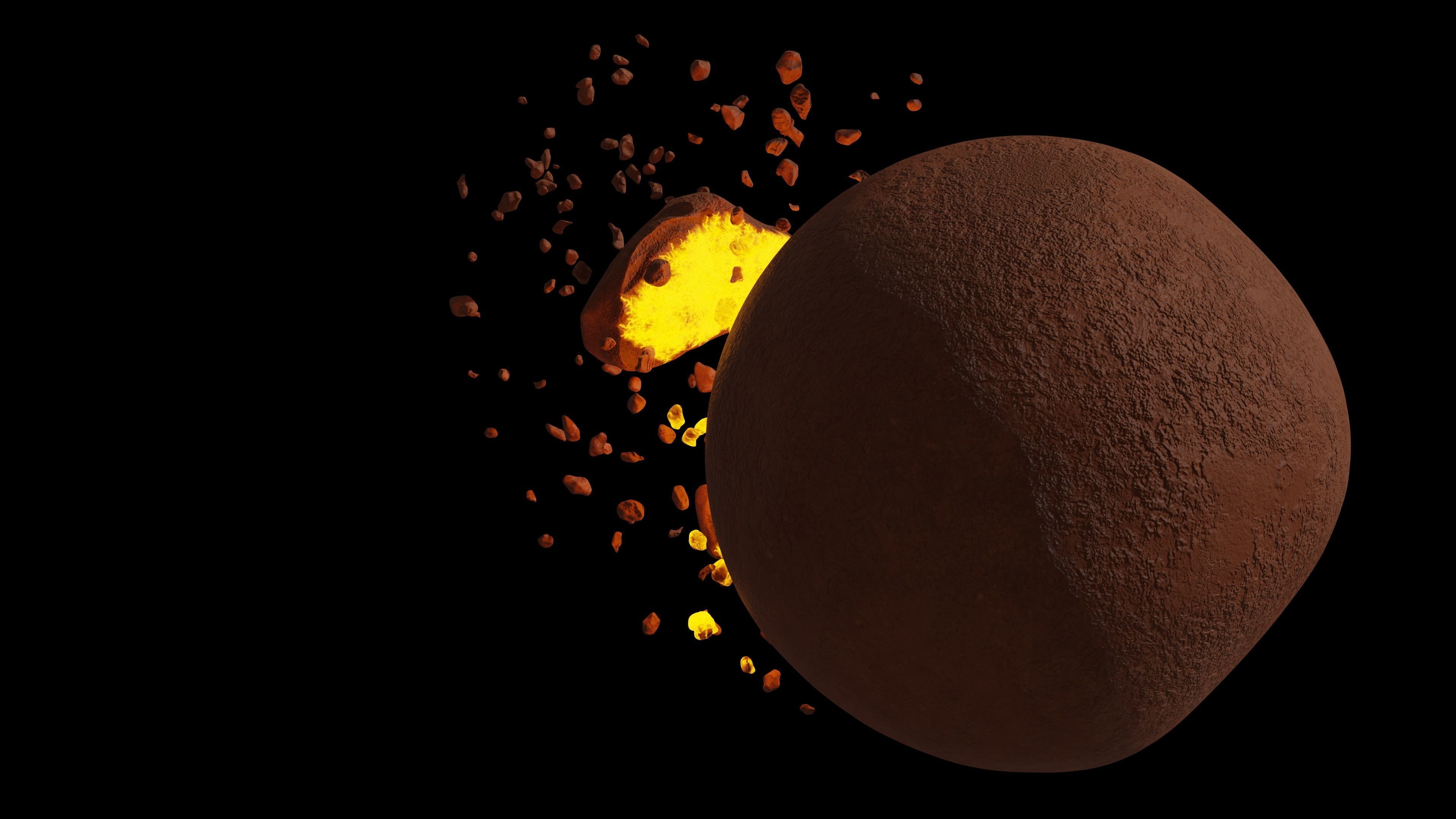 Destroyed planet Low-poly 3D model_3