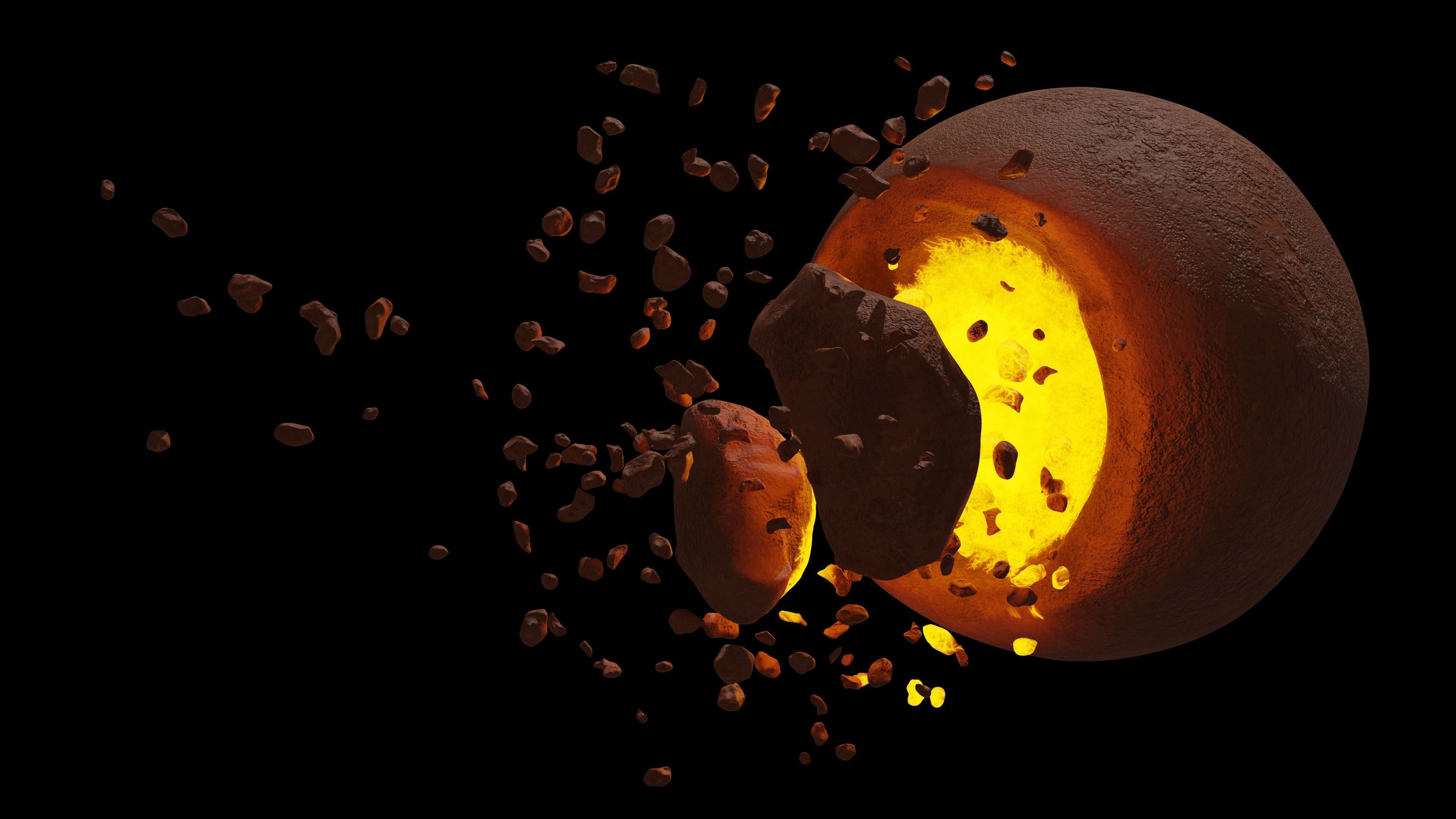 Destroyed planet Low-poly 3D model_5