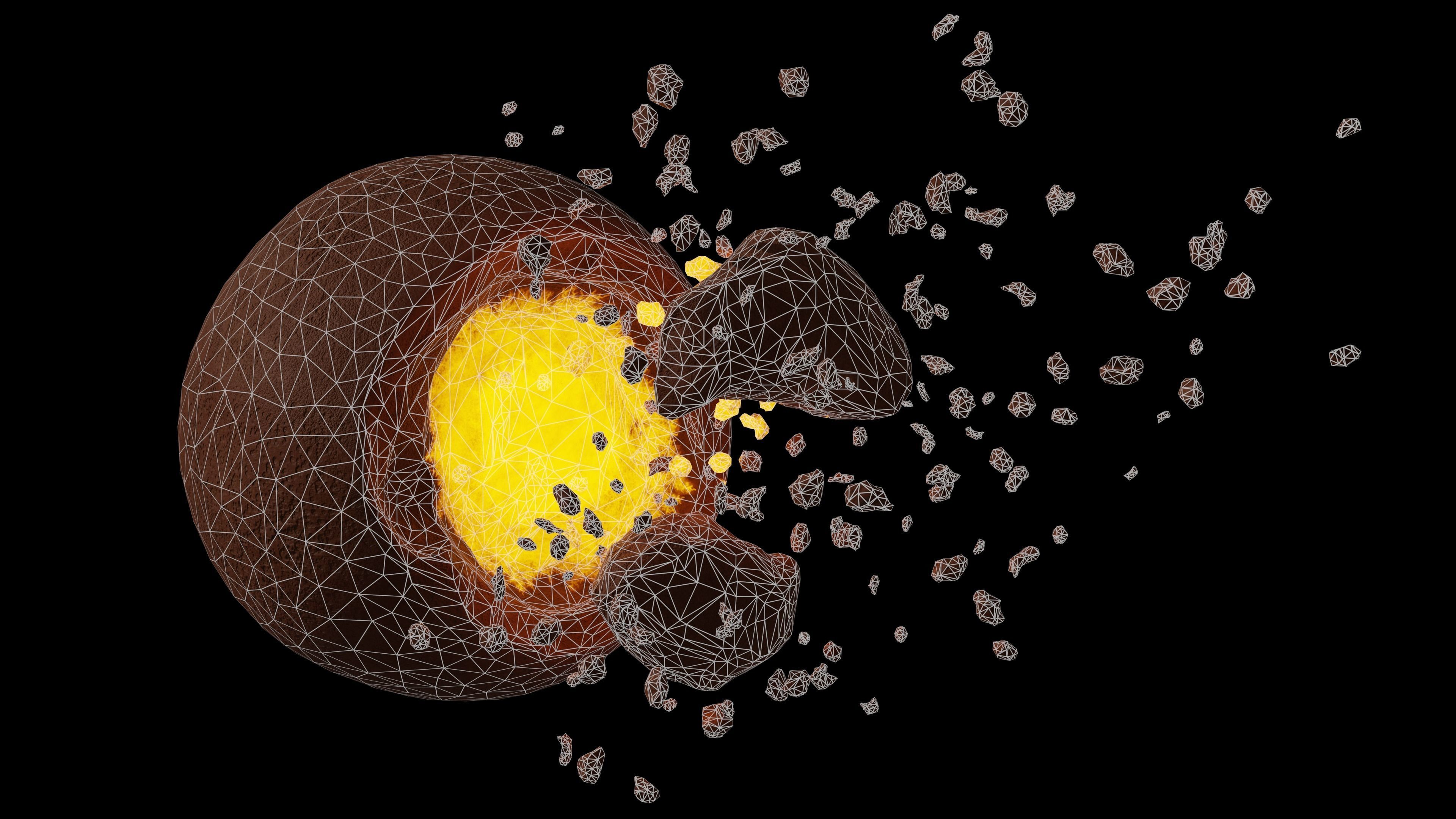 Destroyed planet Low-poly 3D model_9