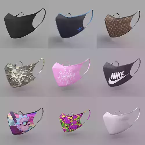 Protective face mask game model kit Low-poly 3D model