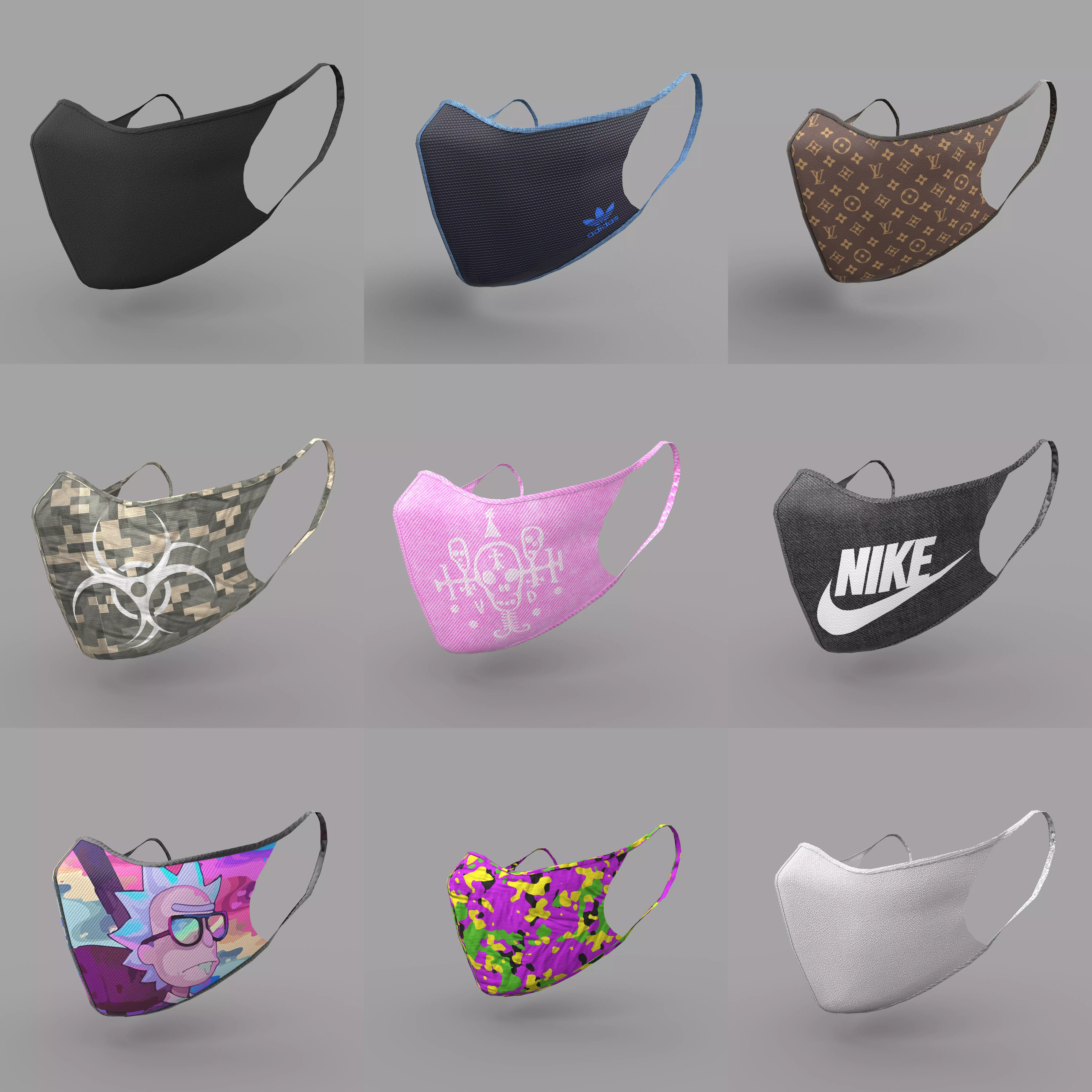 Protective face mask game model kit Low-poly 3D model_0