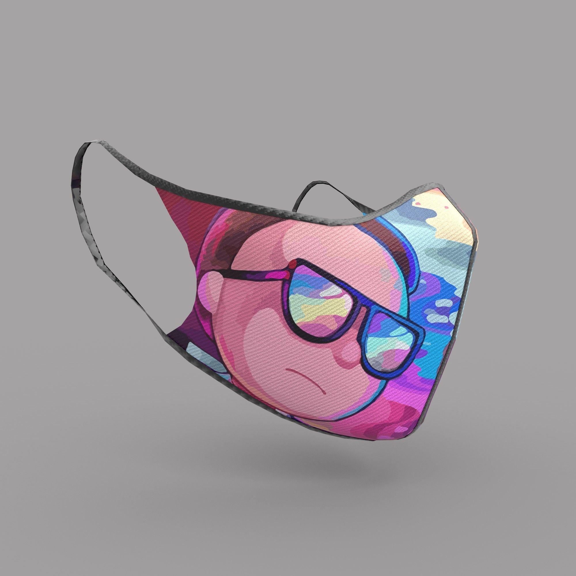 Protective face mask game model kit Low-poly 3D model_21