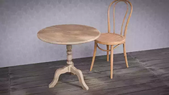 Round Wooden Classic Coffee Vintage Table Low-poly 3D model