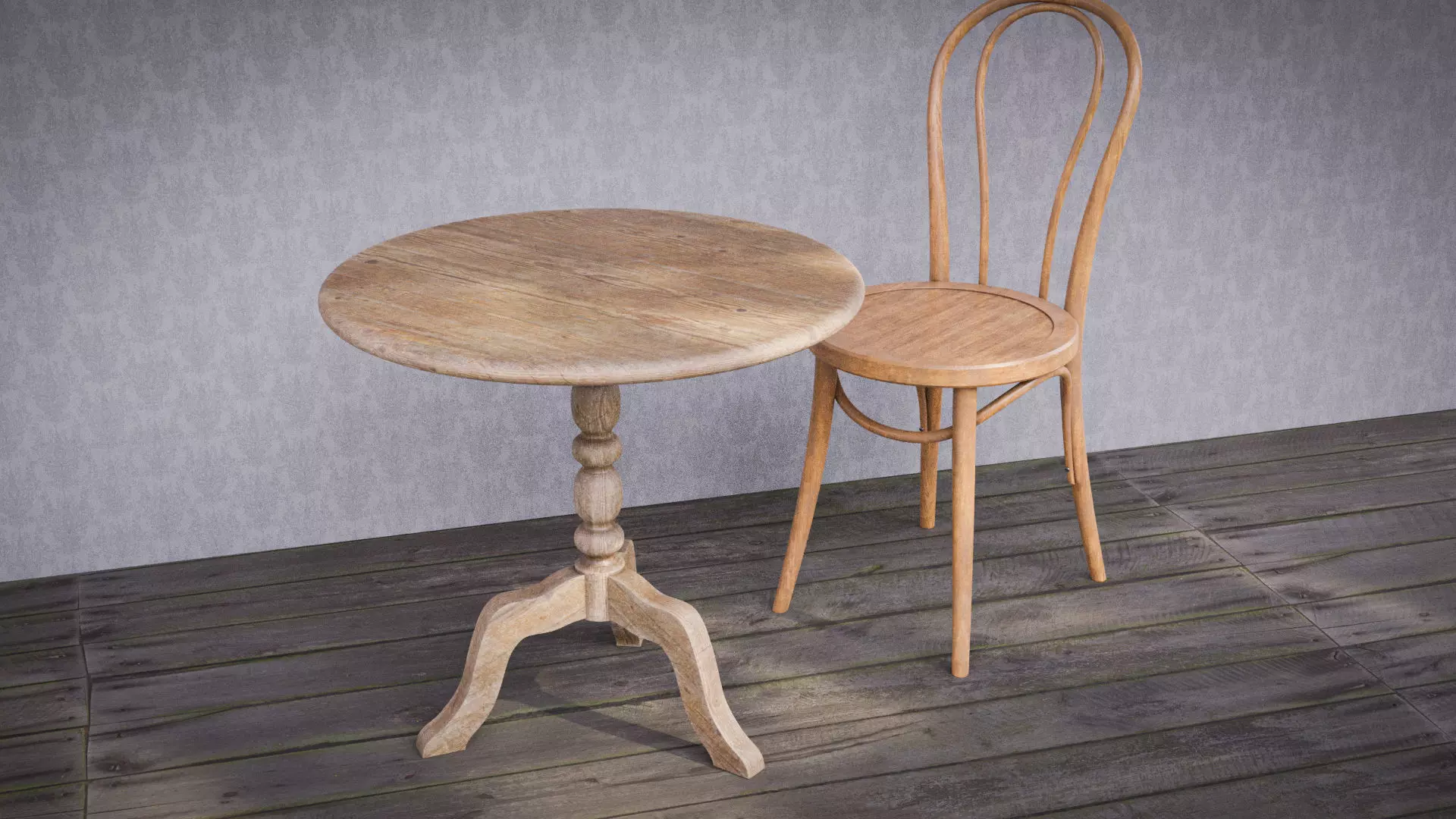 3D model Round Wooden Classic Coffee Vintage Table VR / AR / low-poly ...