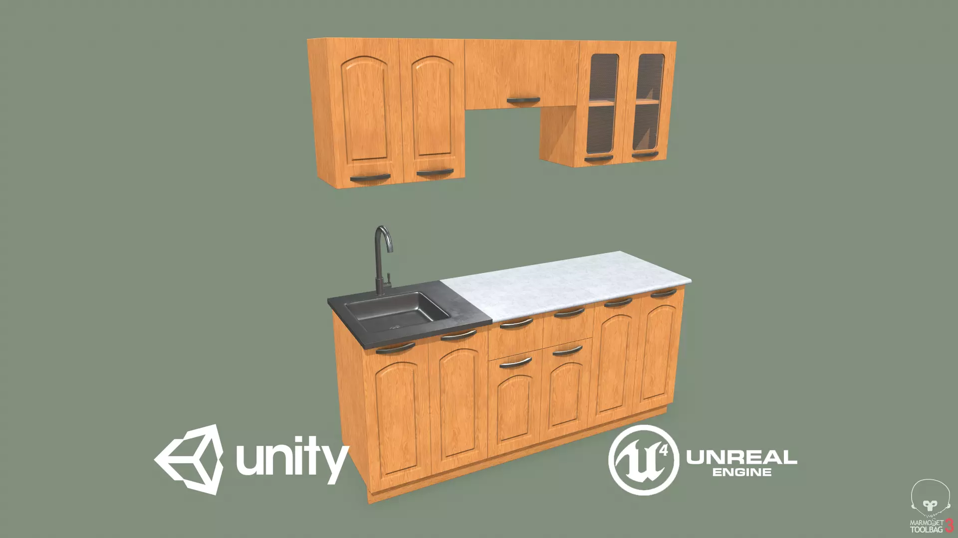 Kitchen Set Low-poly 3D model_0