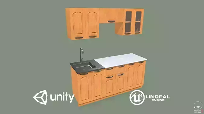 Kitchen Set Low-poly 3D model