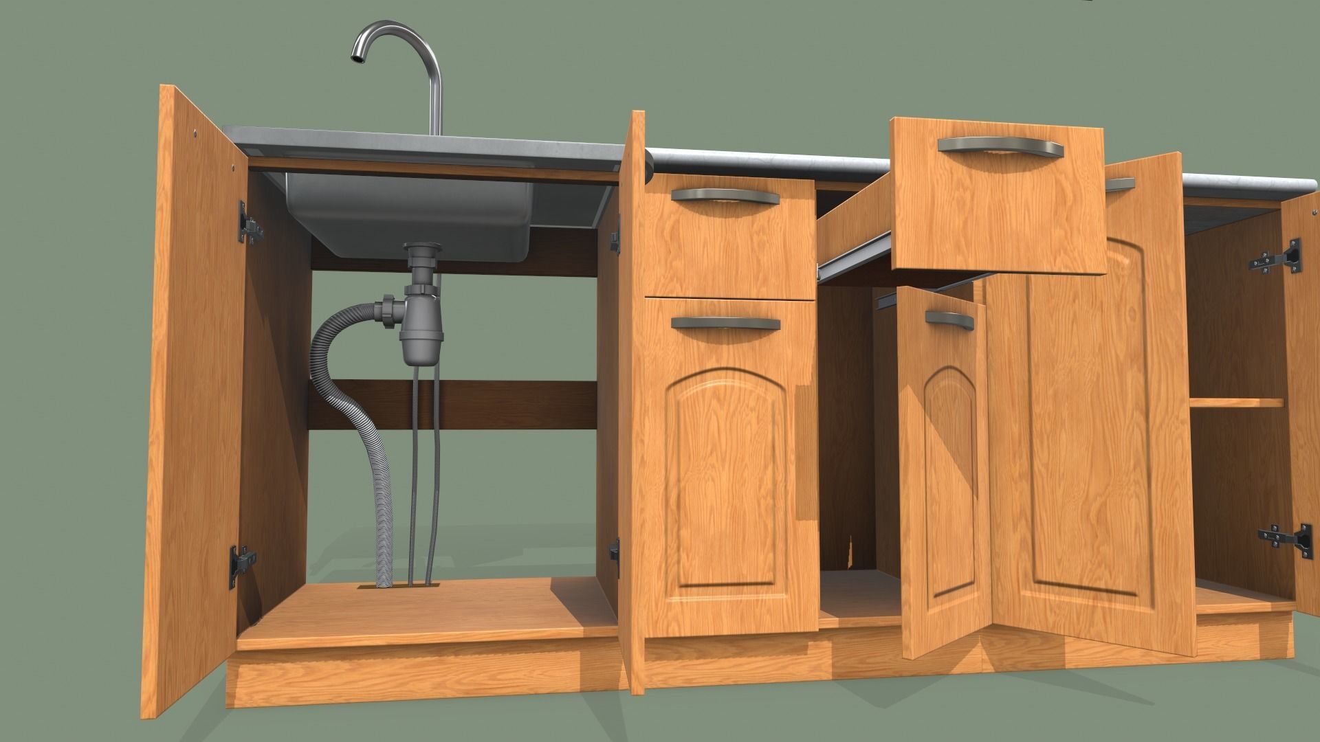 Kitchen Set Low-poly 3D model_11