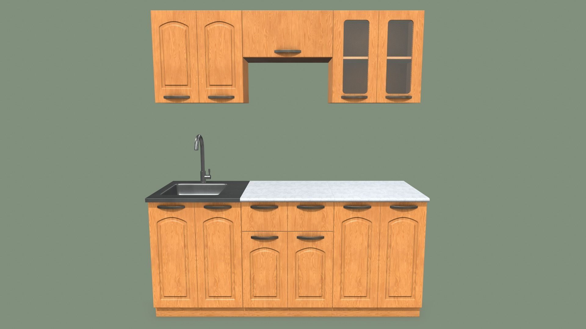 Kitchen Set Low-poly 3D model_9