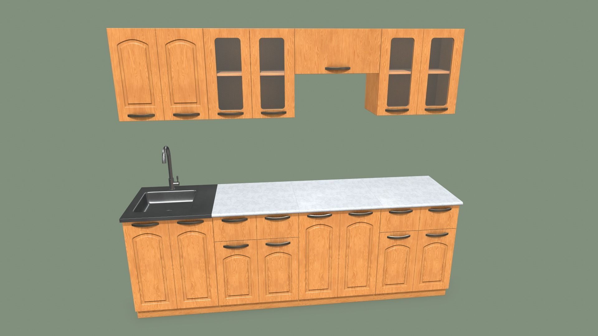Kitchen Set Low-poly 3D model_10