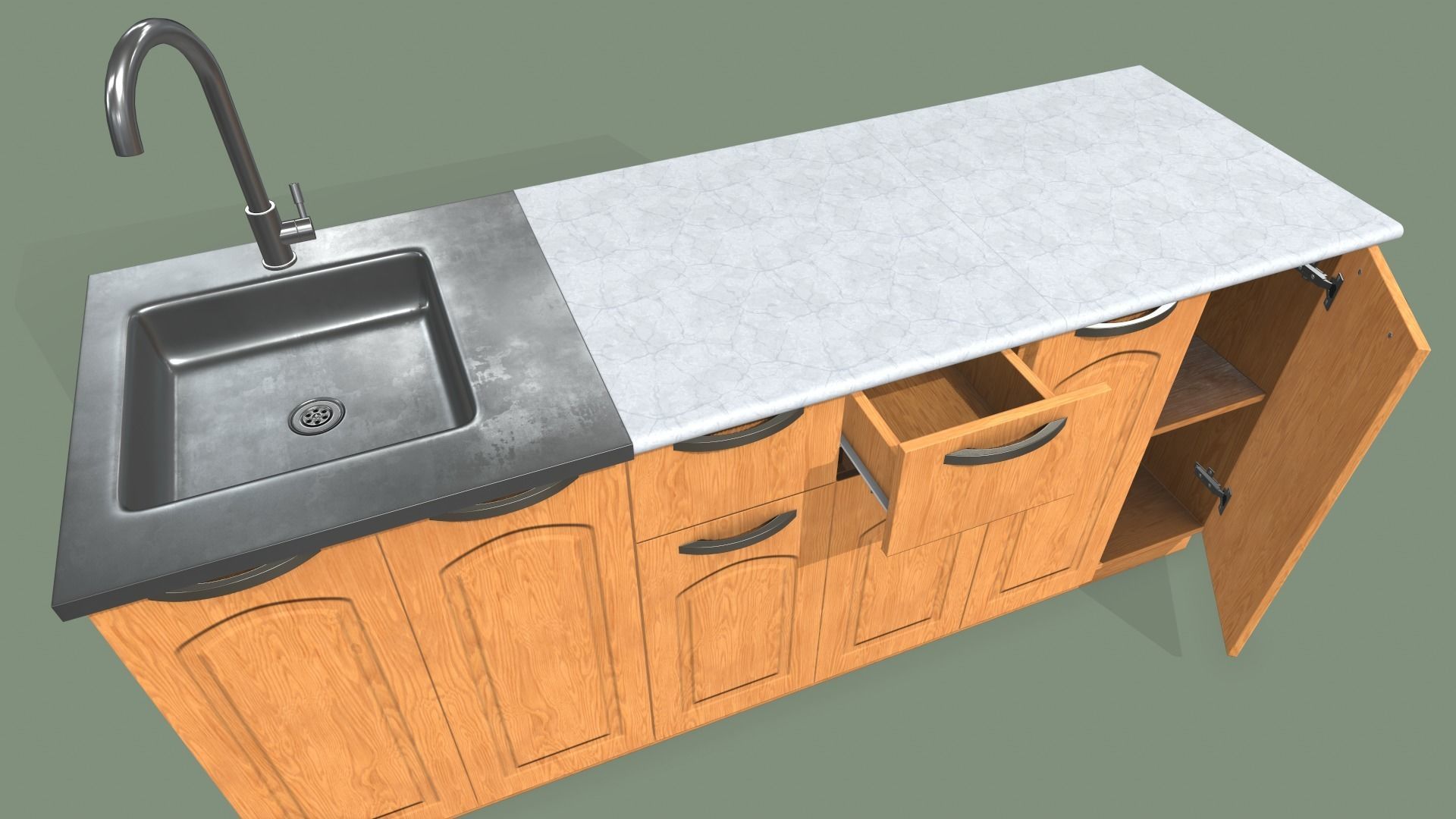 Kitchen Set Low-poly 3D model_7
