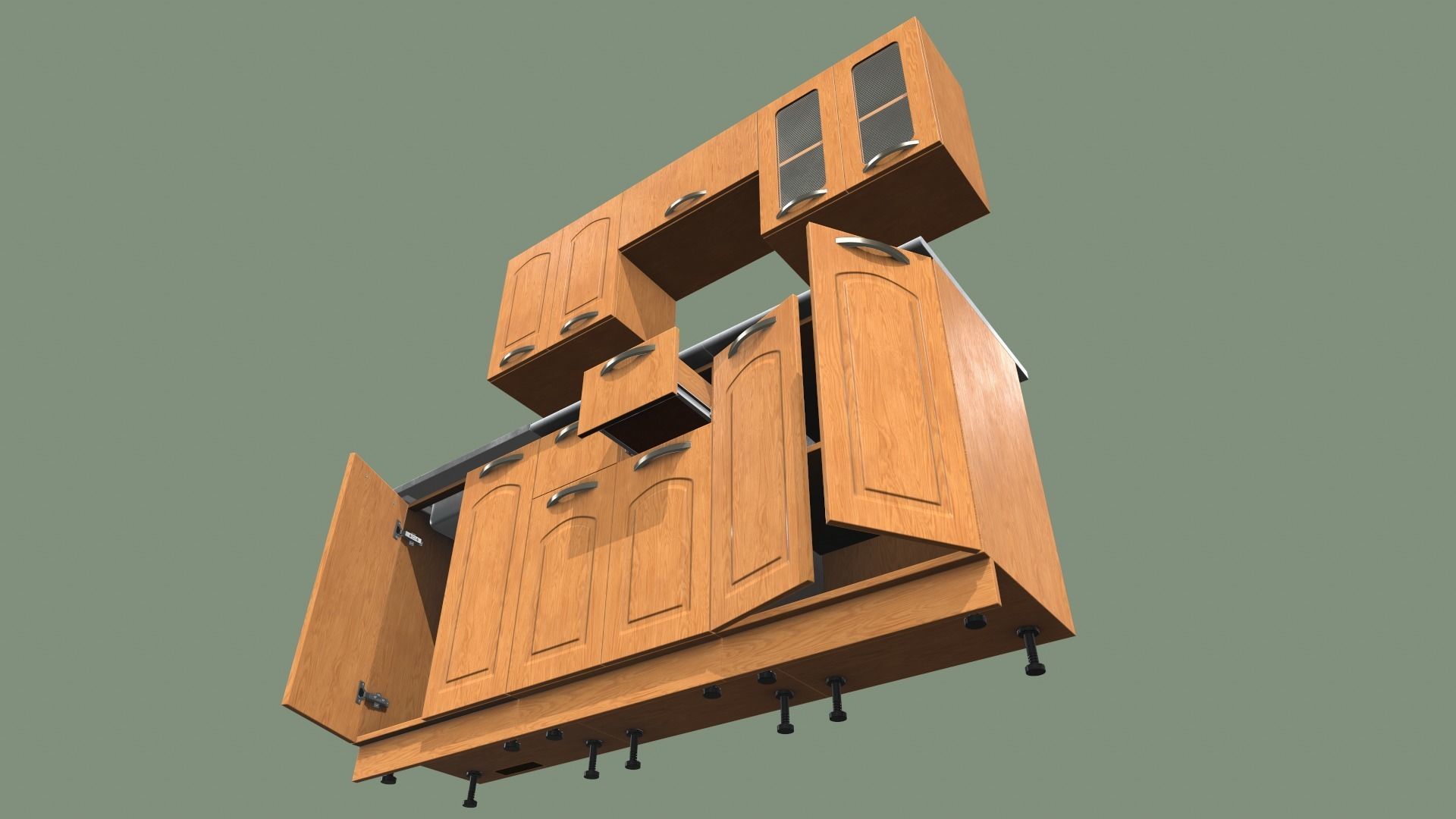 Kitchen Set Low-poly 3D model_8
