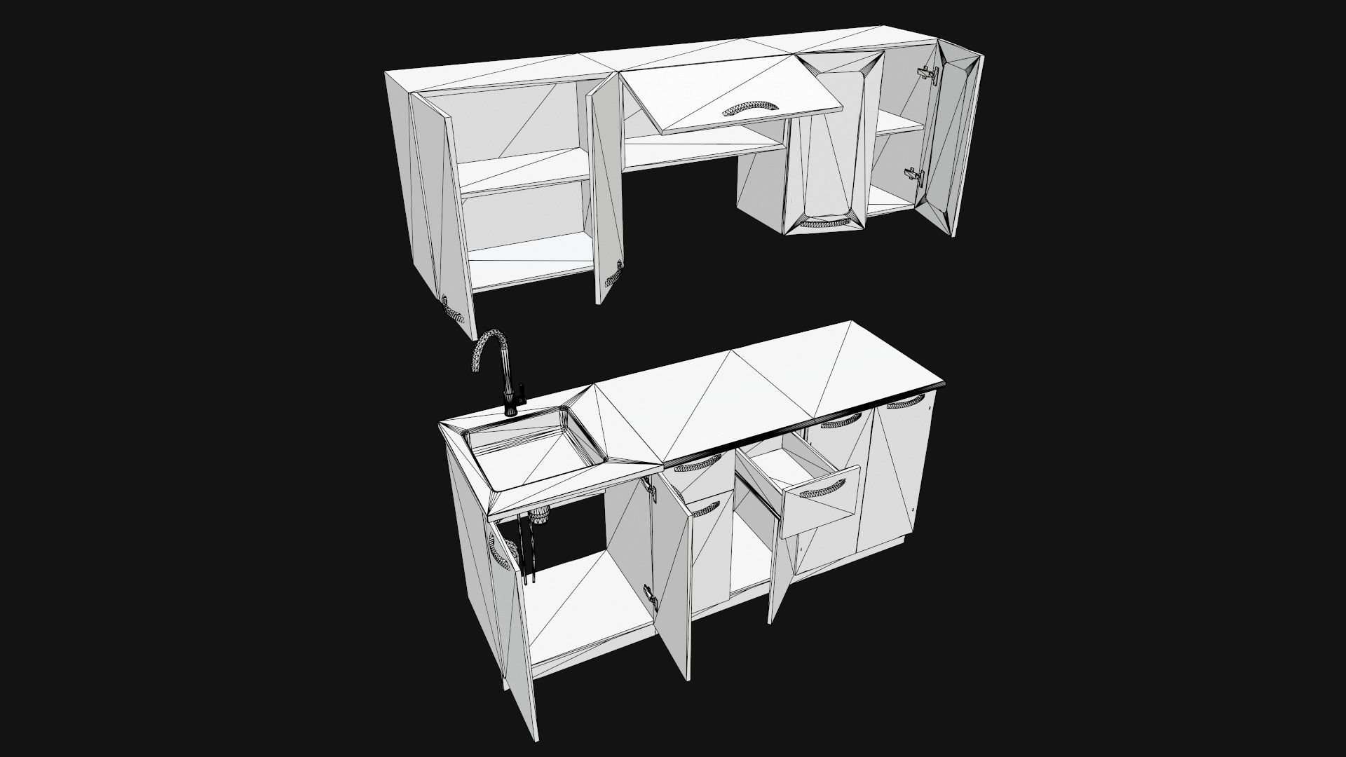 Kitchen Set Low-poly 3D model_12