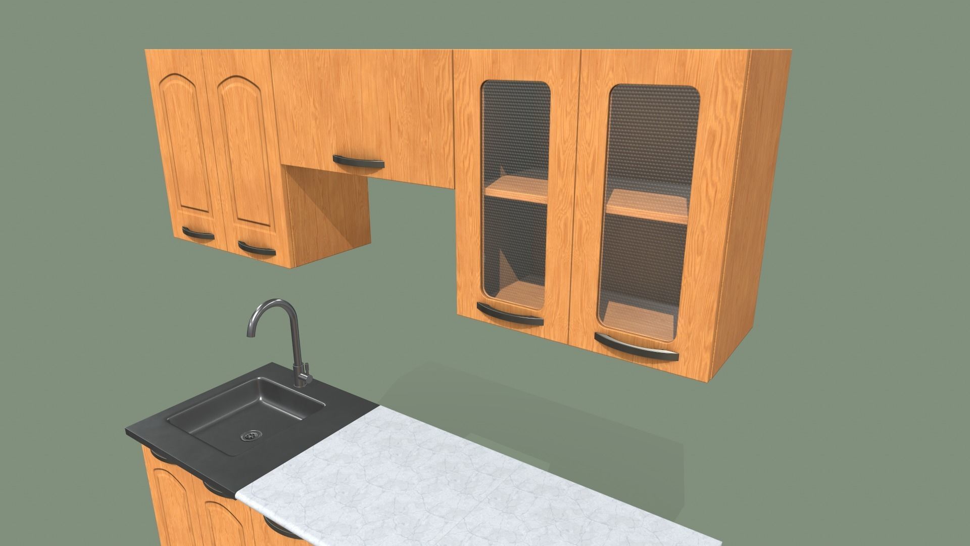 Kitchen Set Low-poly 3D model_6