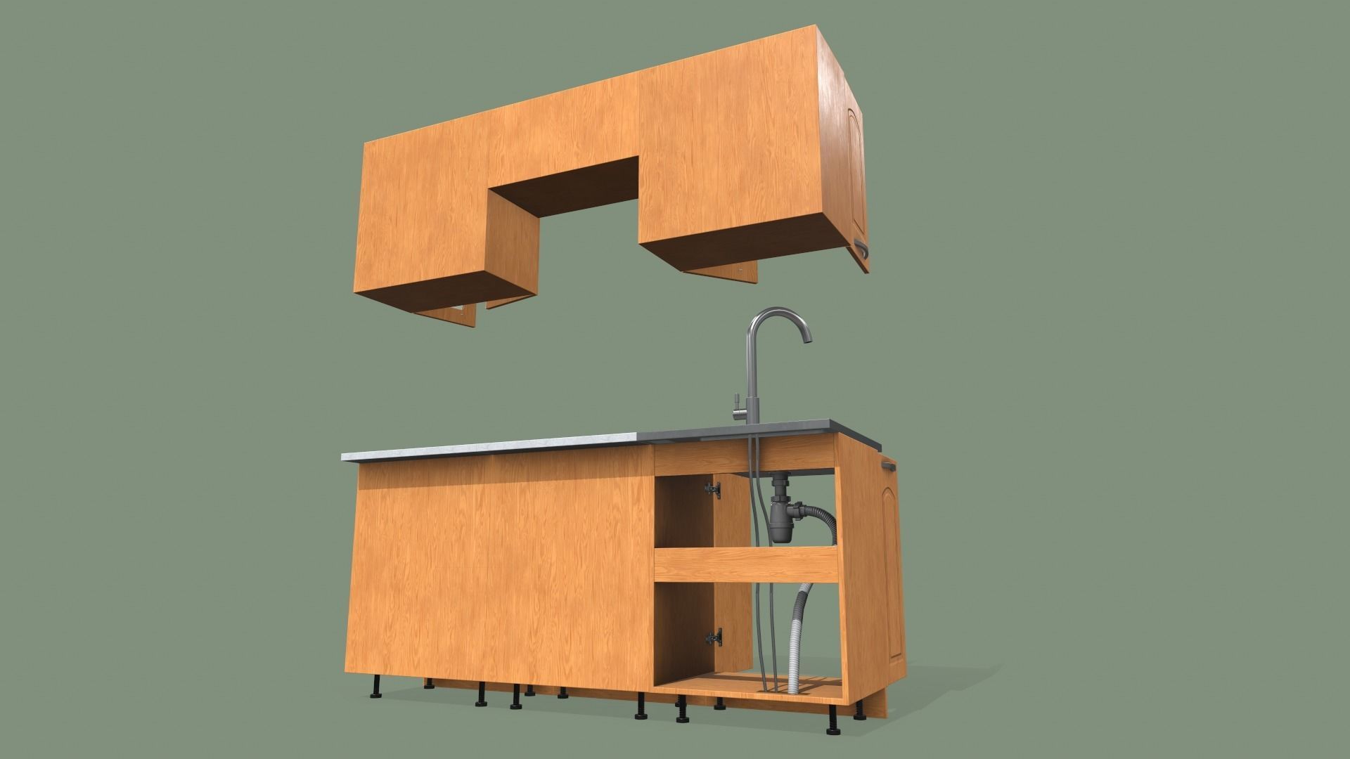 Kitchen Set Low-poly 3D model_4