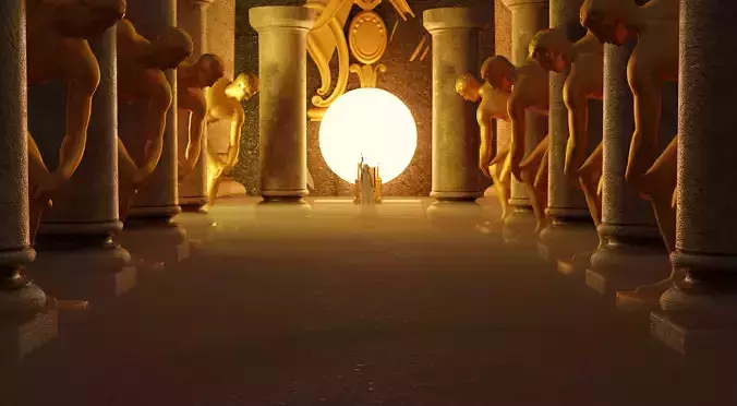 Temple golden egg in hallway