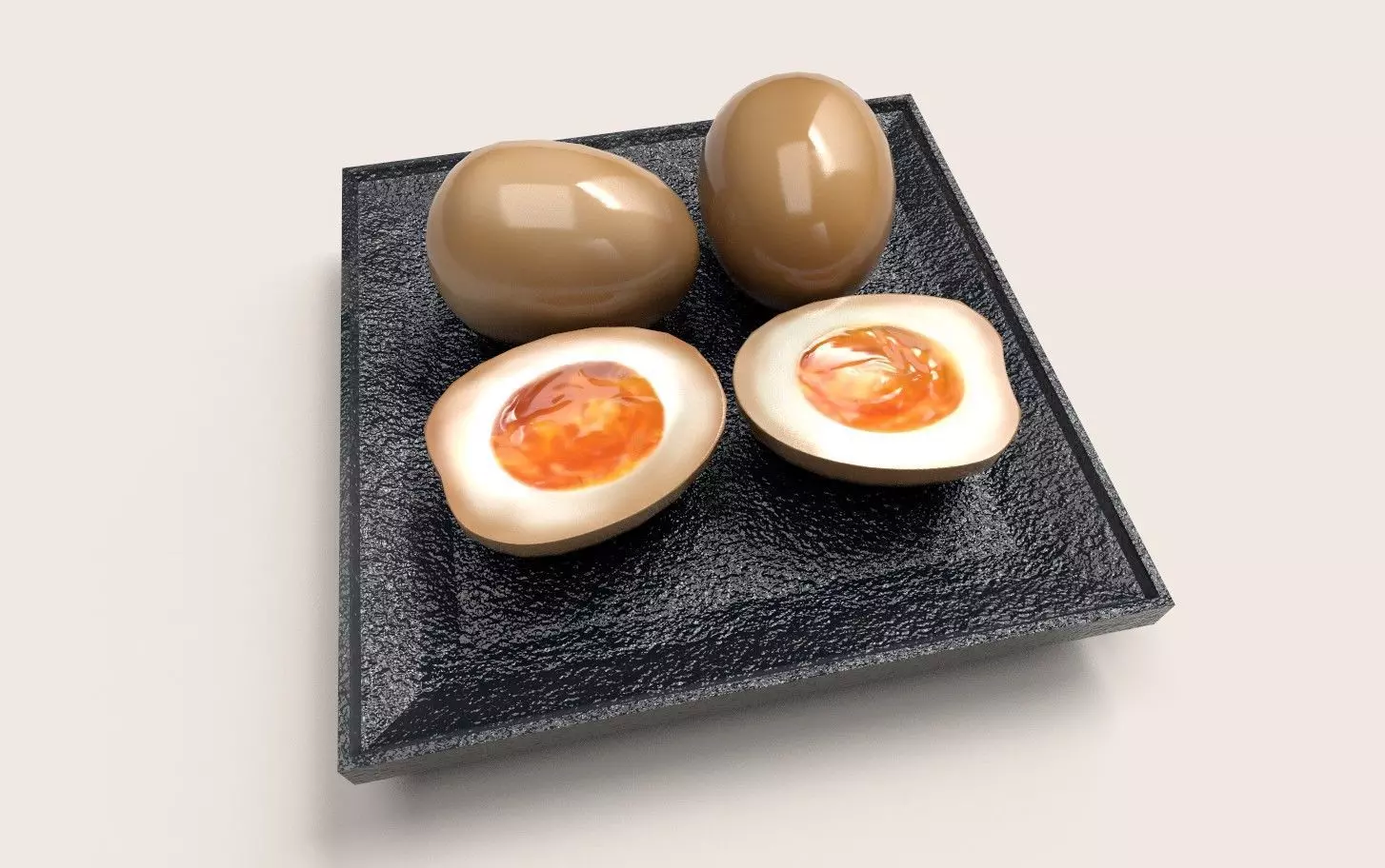 Soft-boiled eggs Low-poly 3D model