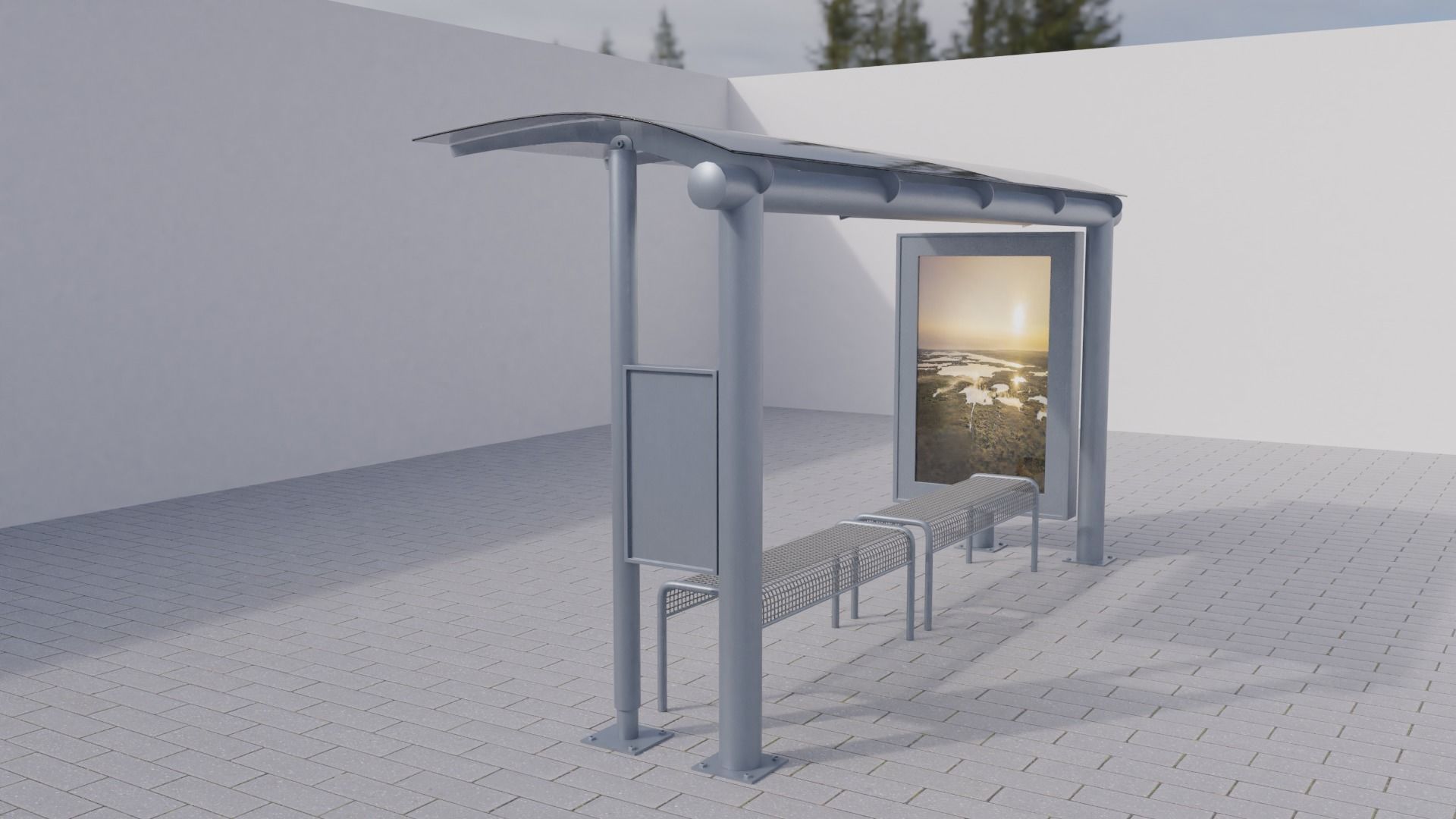 Bus Stop Low-poly 3D model_6
