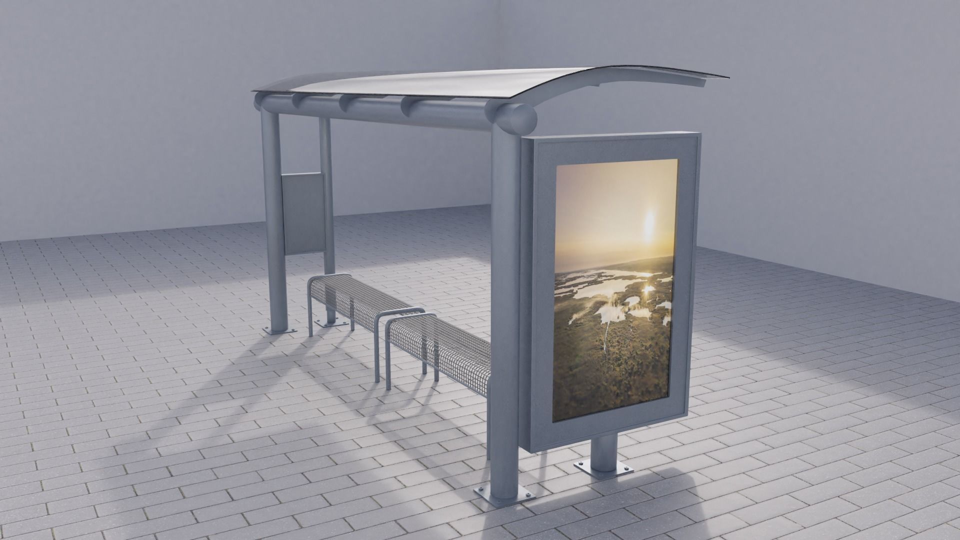 Bus Stop Low-poly 3D model_5