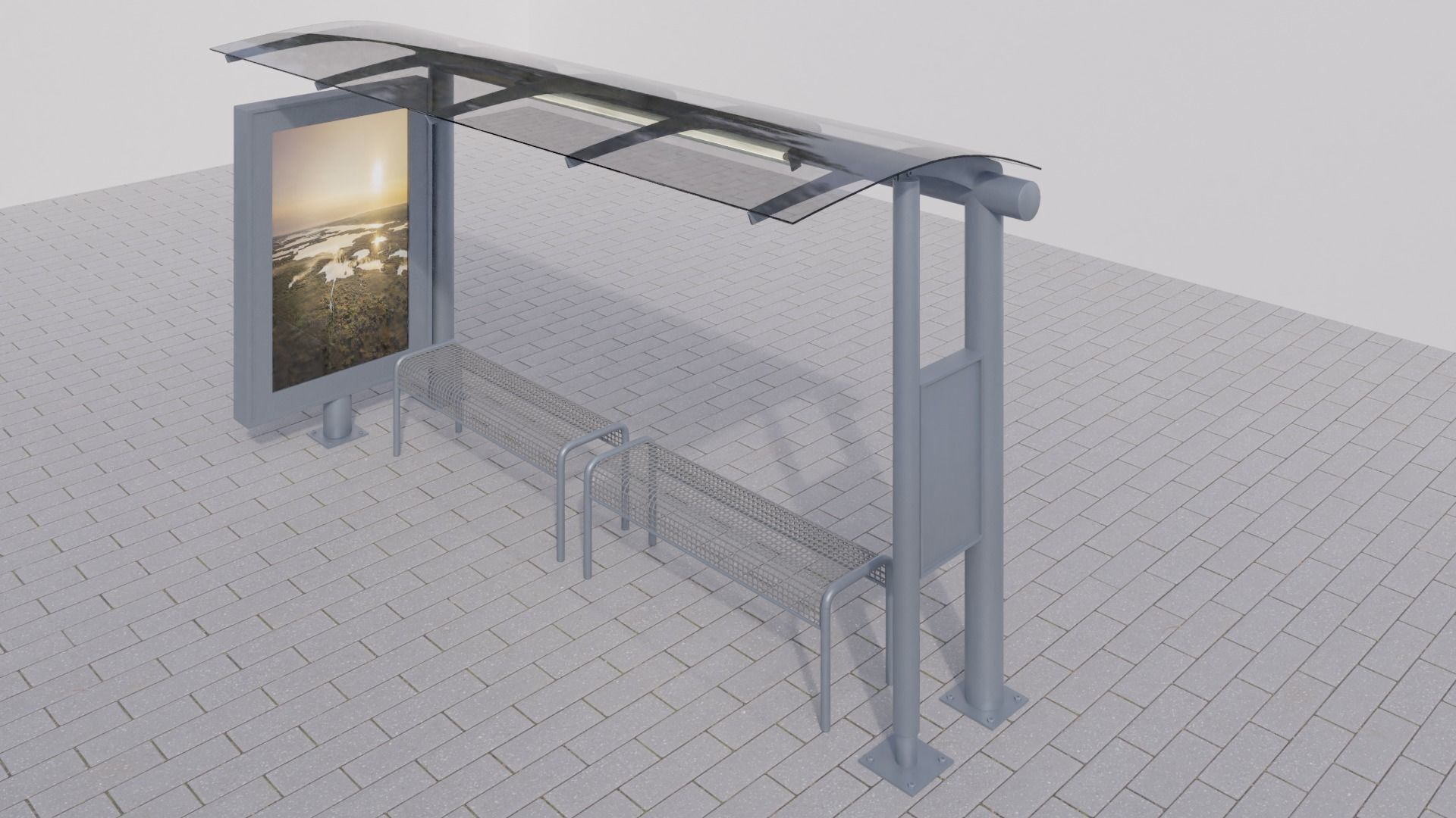 Bus Stop Low-poly 3D model_2