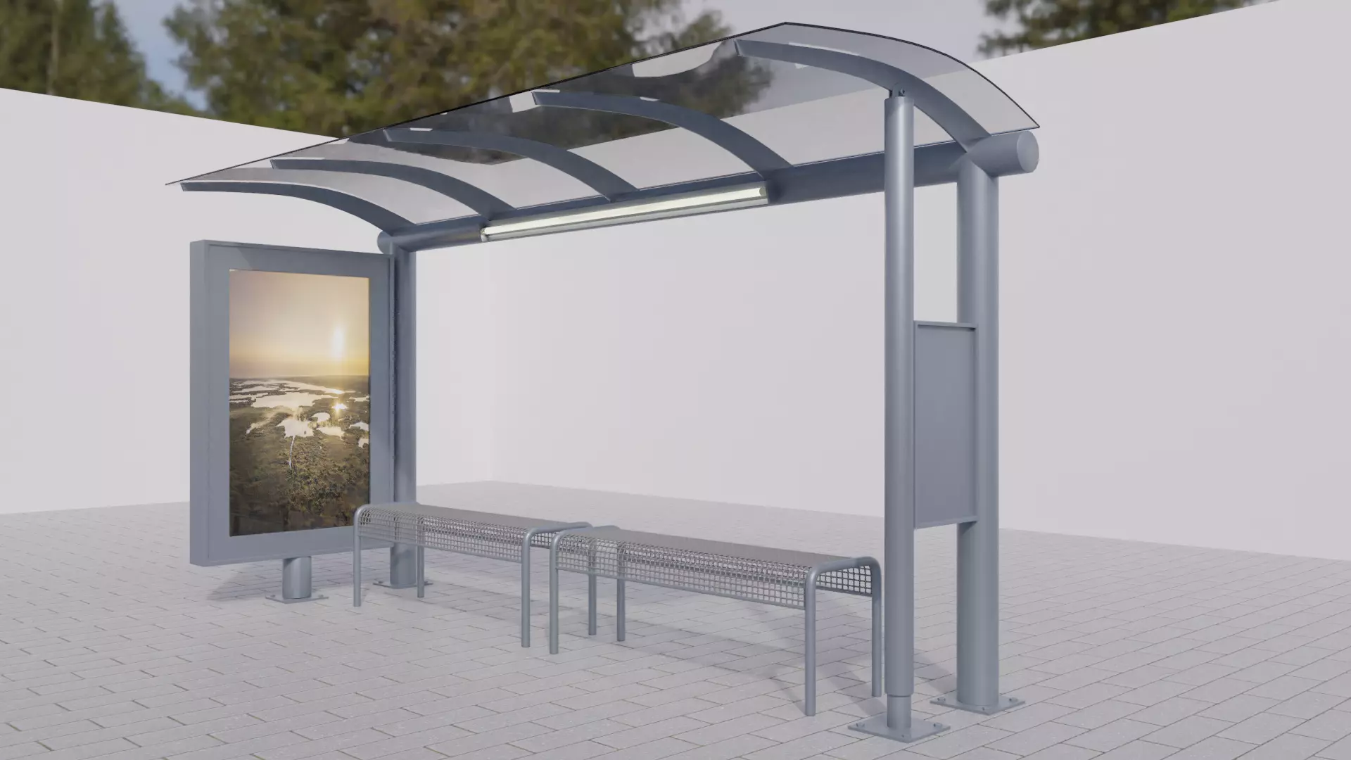 Bus Stop Low-poly 3D model_0