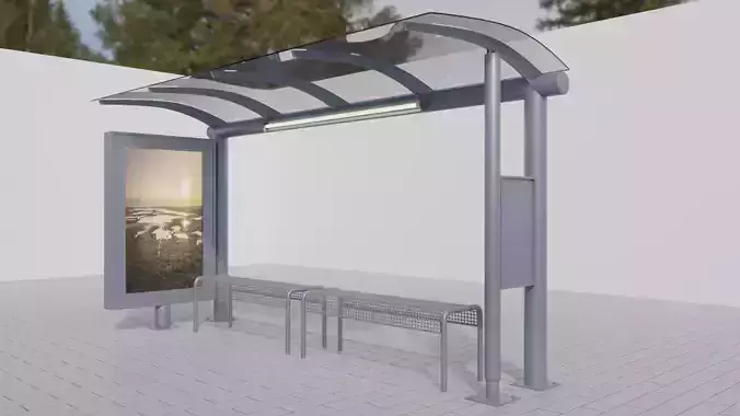 Bus Stop Low-poly 3D model