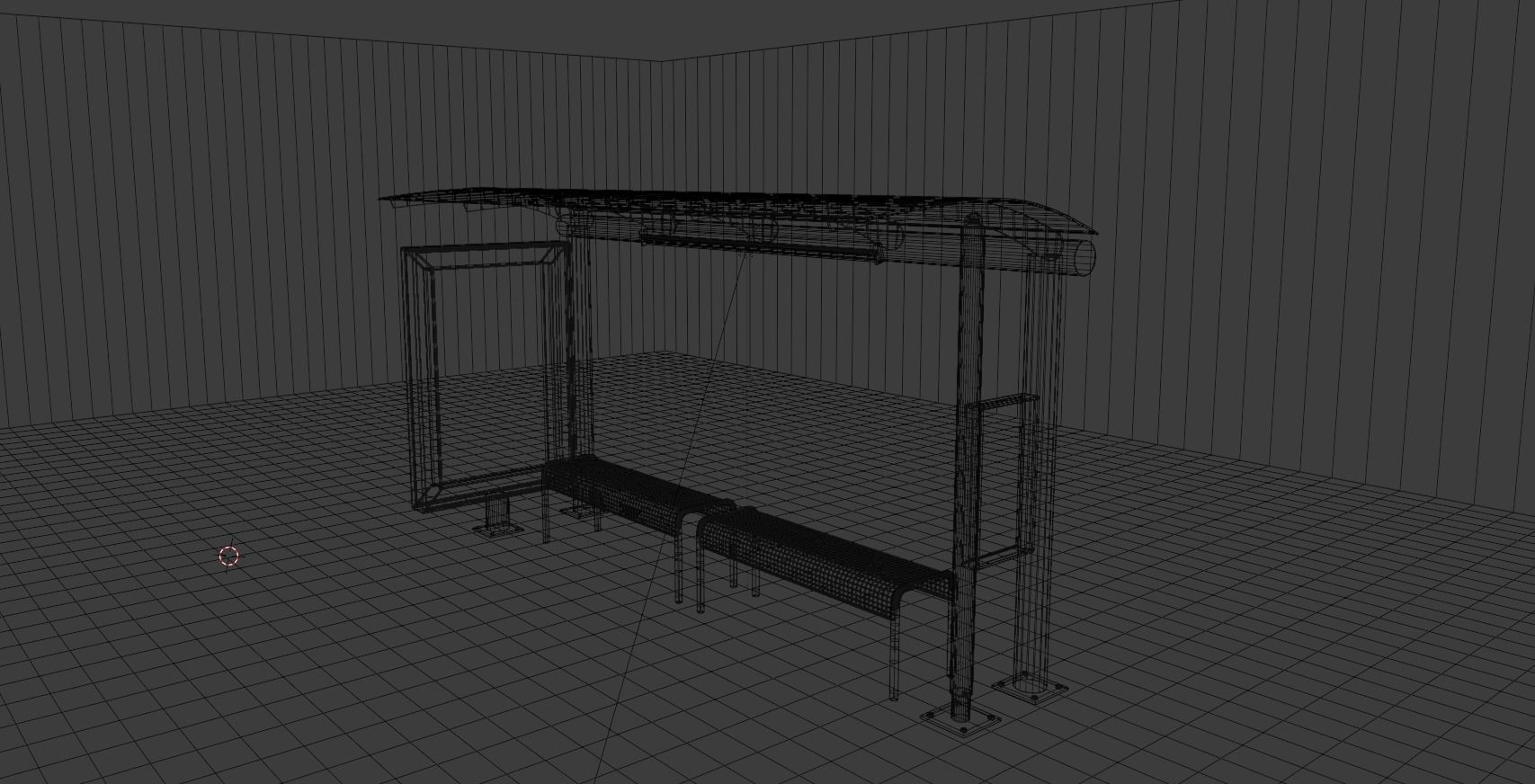 Bus Stop Low-poly 3D model_1