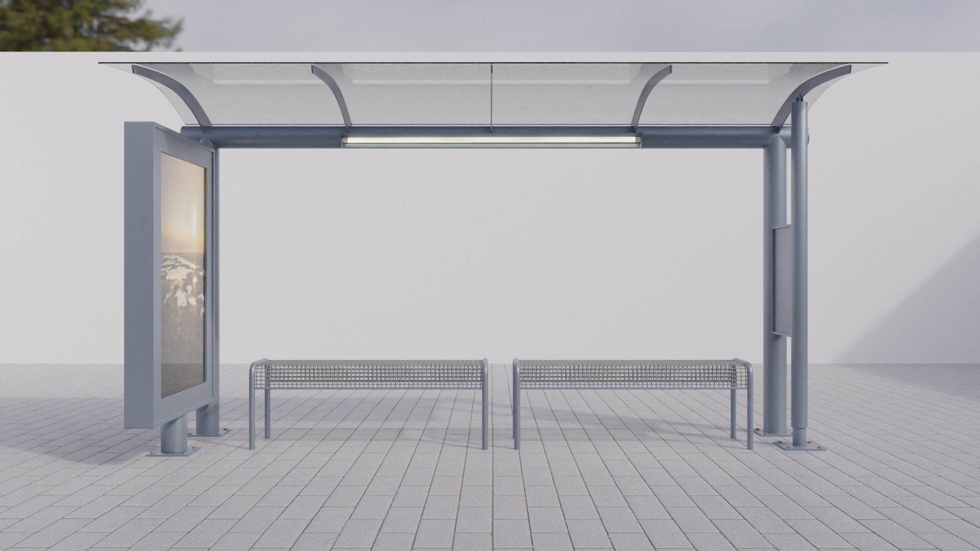 Bus Stop Low-poly 3D model_8