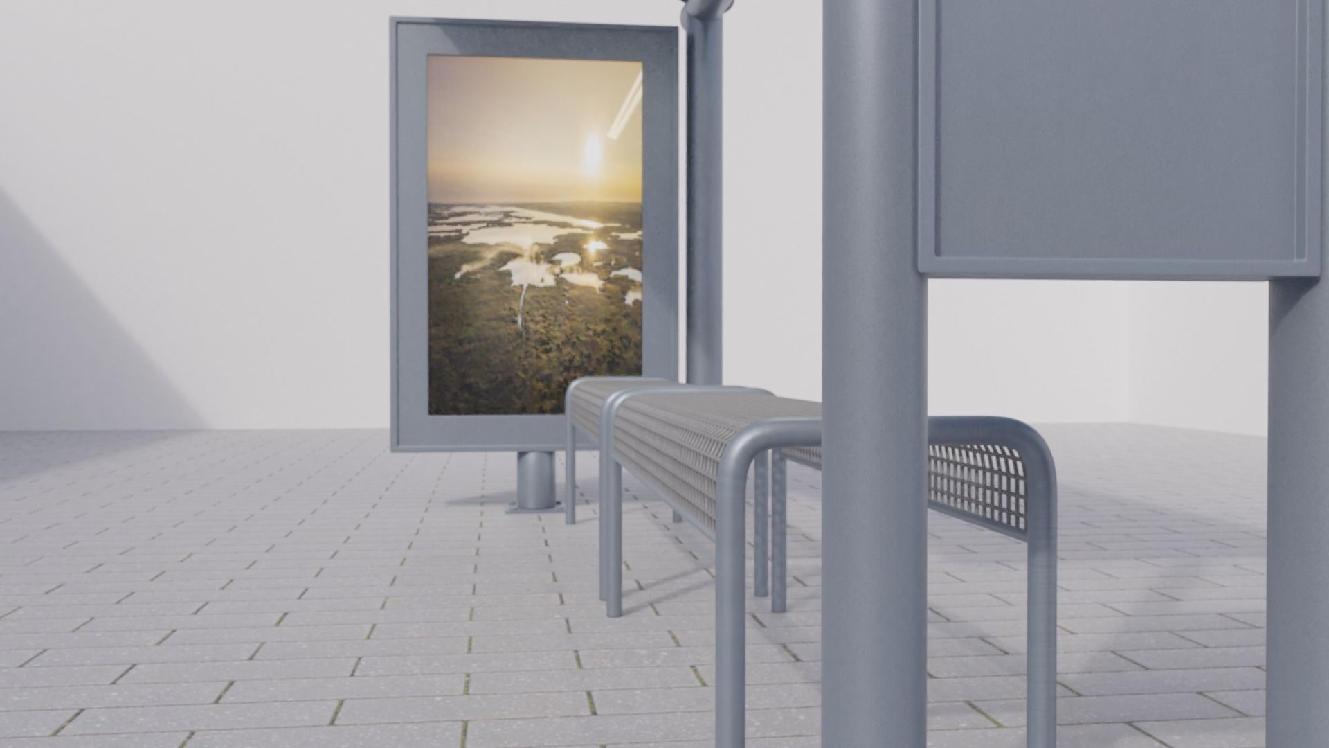 Bus Stop Low-poly 3D model_3