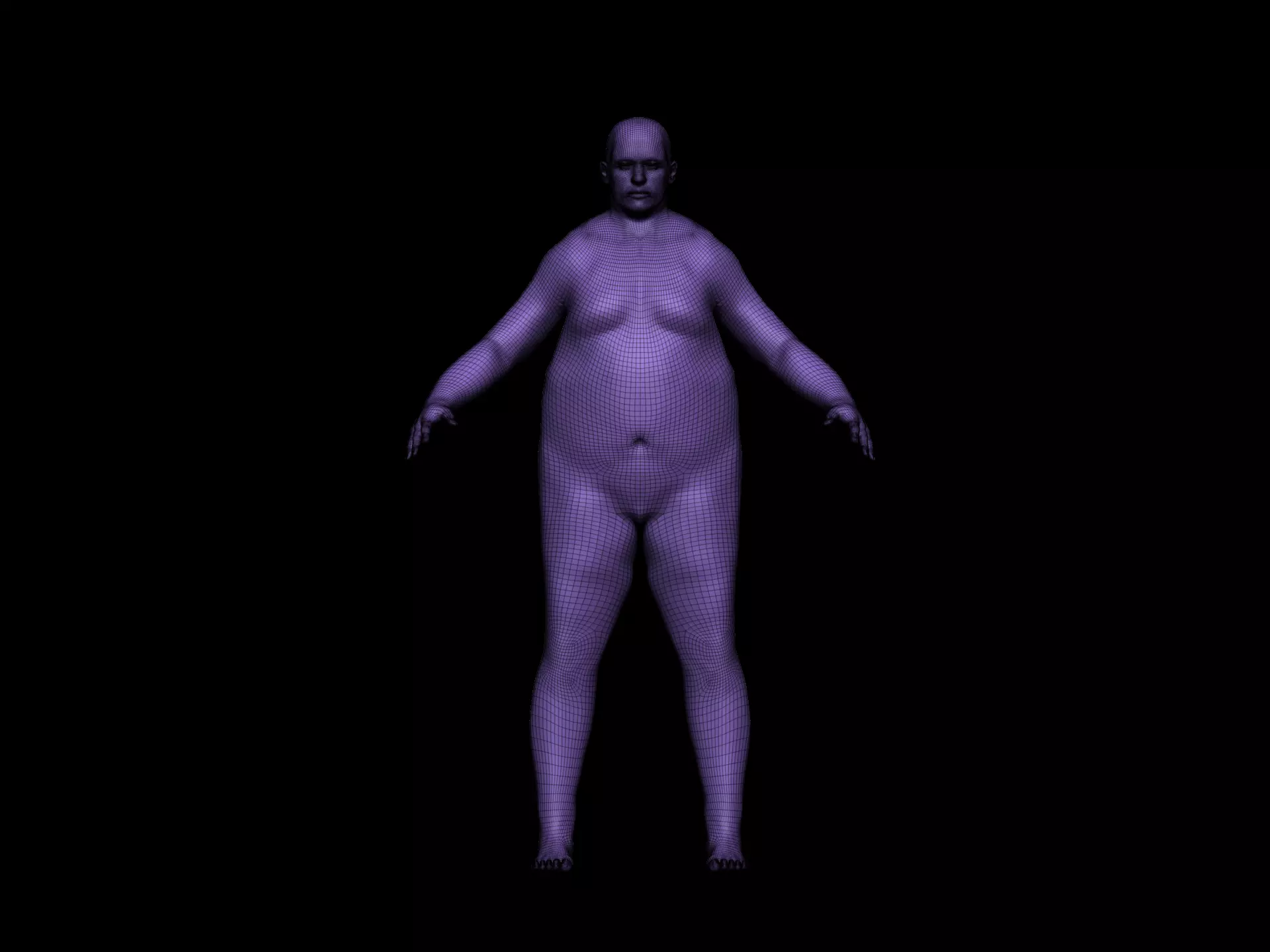 Mesh base fat caucasian man 3D model_0