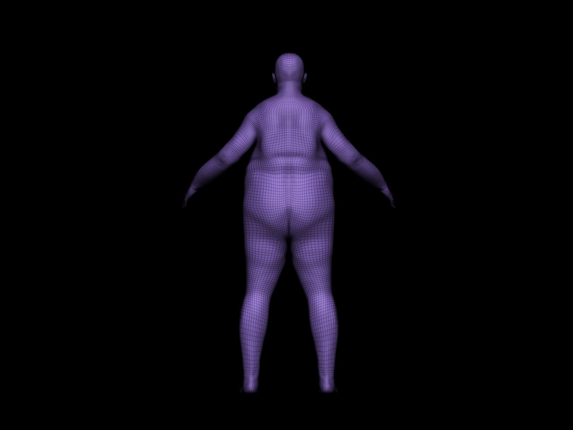 Mesh base fat caucasian man 3D model_2