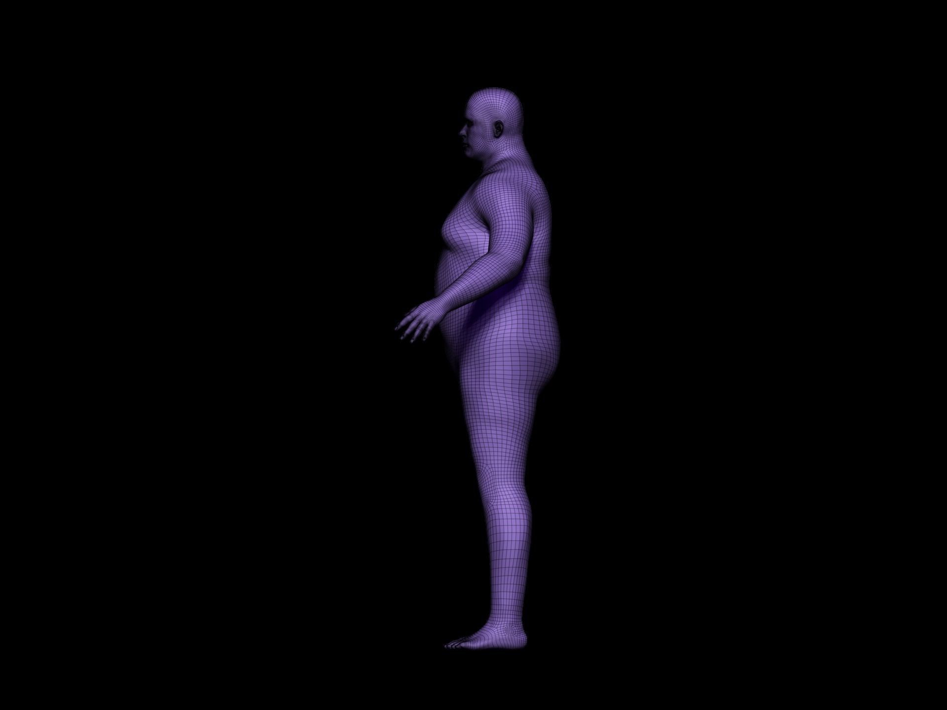 Mesh base fat caucasian man 3D model_1