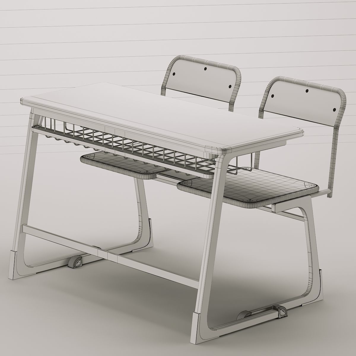 School Desk and Chair 3D model 3D model_6