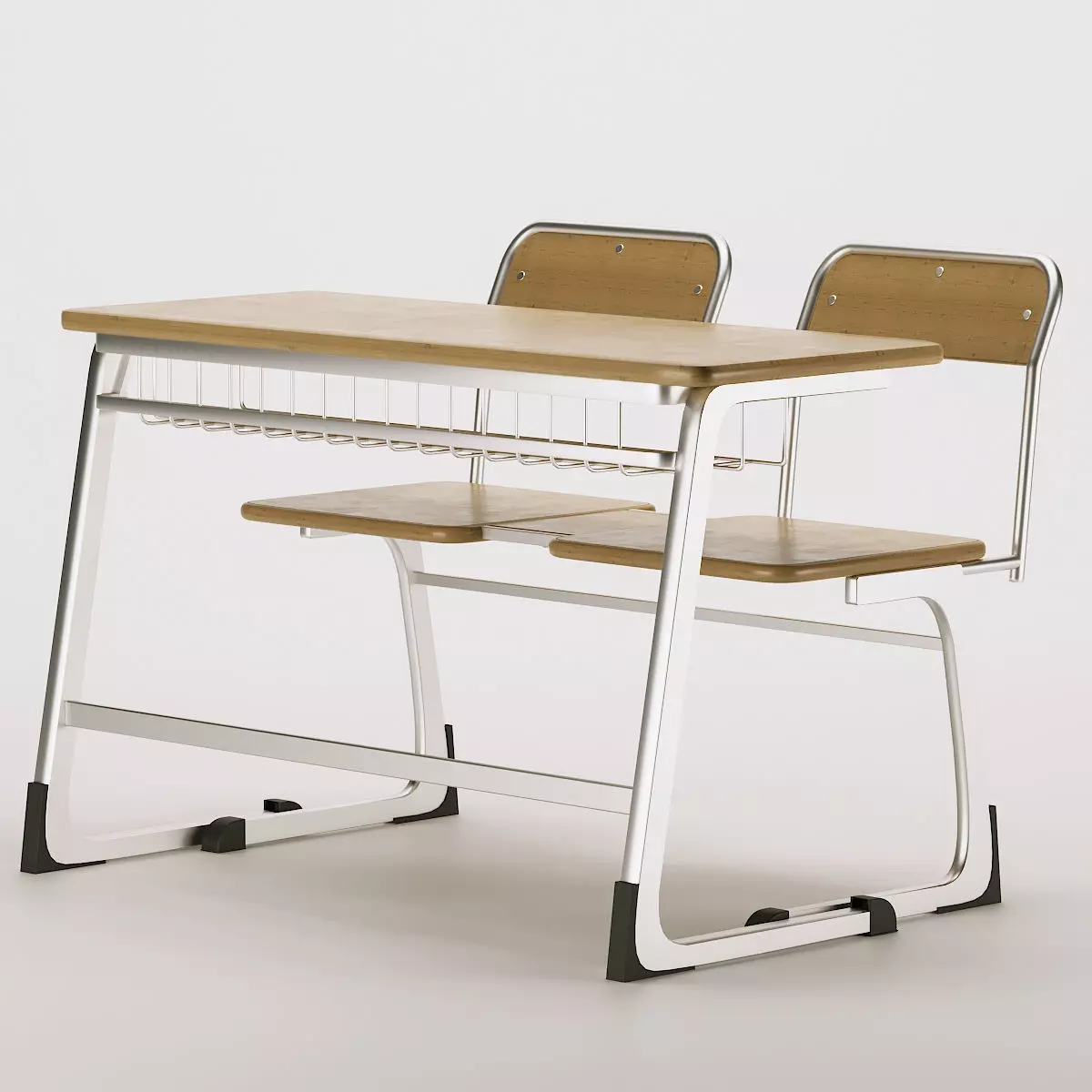 School Desk and Chair 3D model 3D model_0