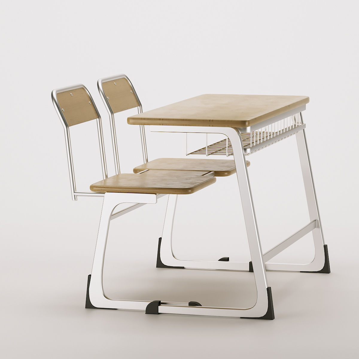 School Desk and Chair 3D model 3D model_3