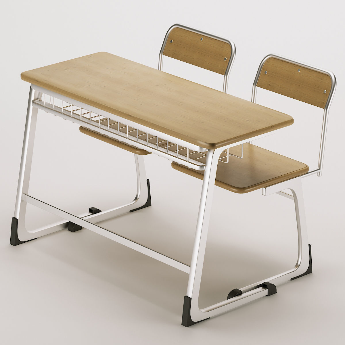 School Desk and Chair 3D model 3D model_1