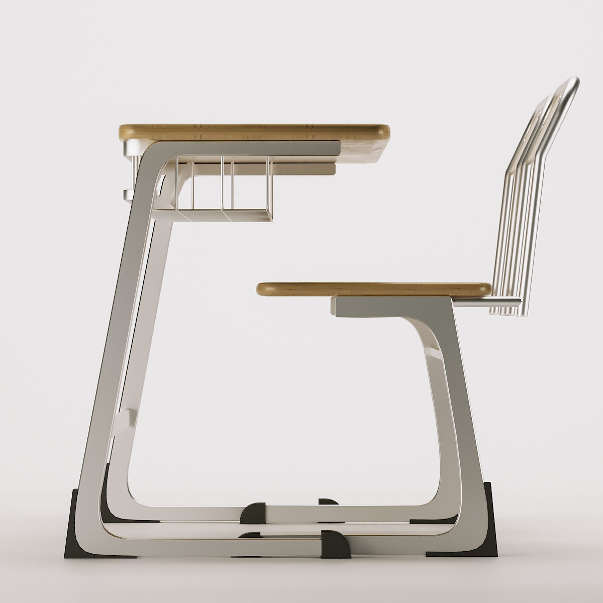 School Desk and Chair 3D model 3D model_4