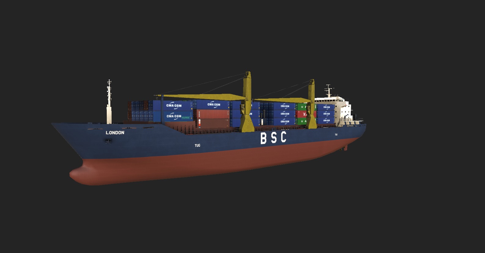 Cargo Ship with Containers Low-poly 3D model_4