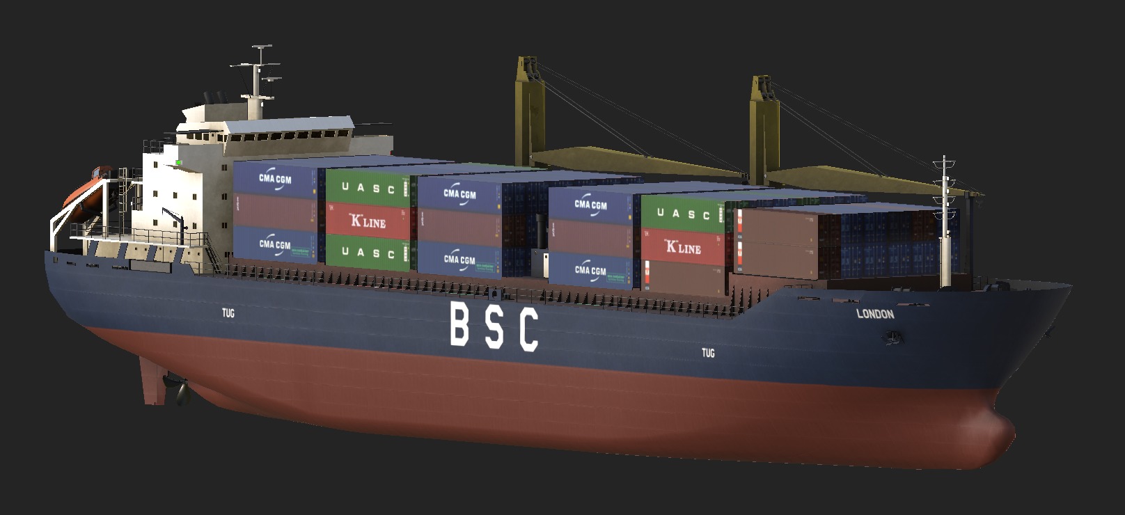 Cargo Ship with Containers Low-poly 3D model_3