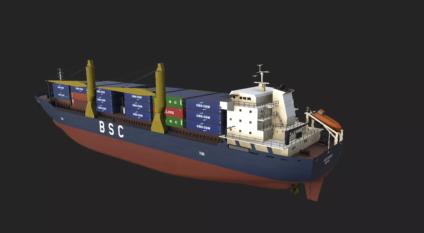 Cargo Ship with Containers Low-poly 3D model_0